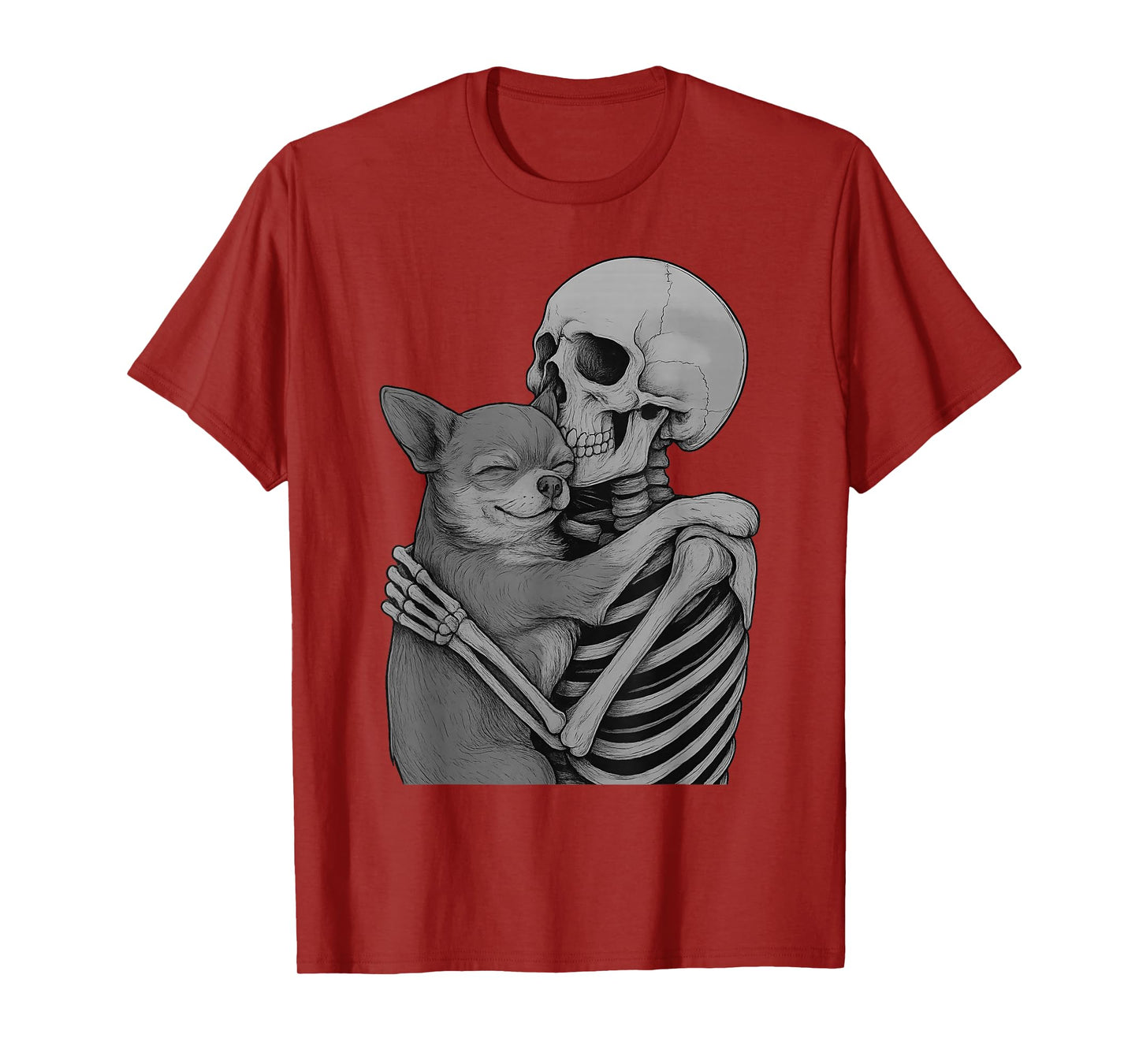 Chihuahua Skeleton Hug Halloween Dog Lover T-Shirt