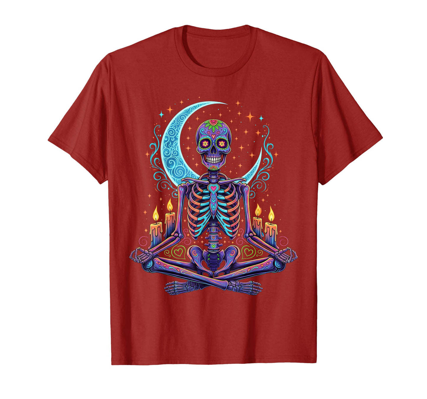 Cute Halloween Celebrate and Skeletons in Yoga with The Moon T-Shirt