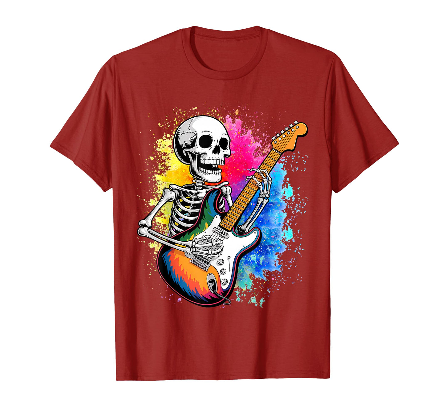 Skull Skeleton Metalhead Playing Guitar Graphic T-Shirt