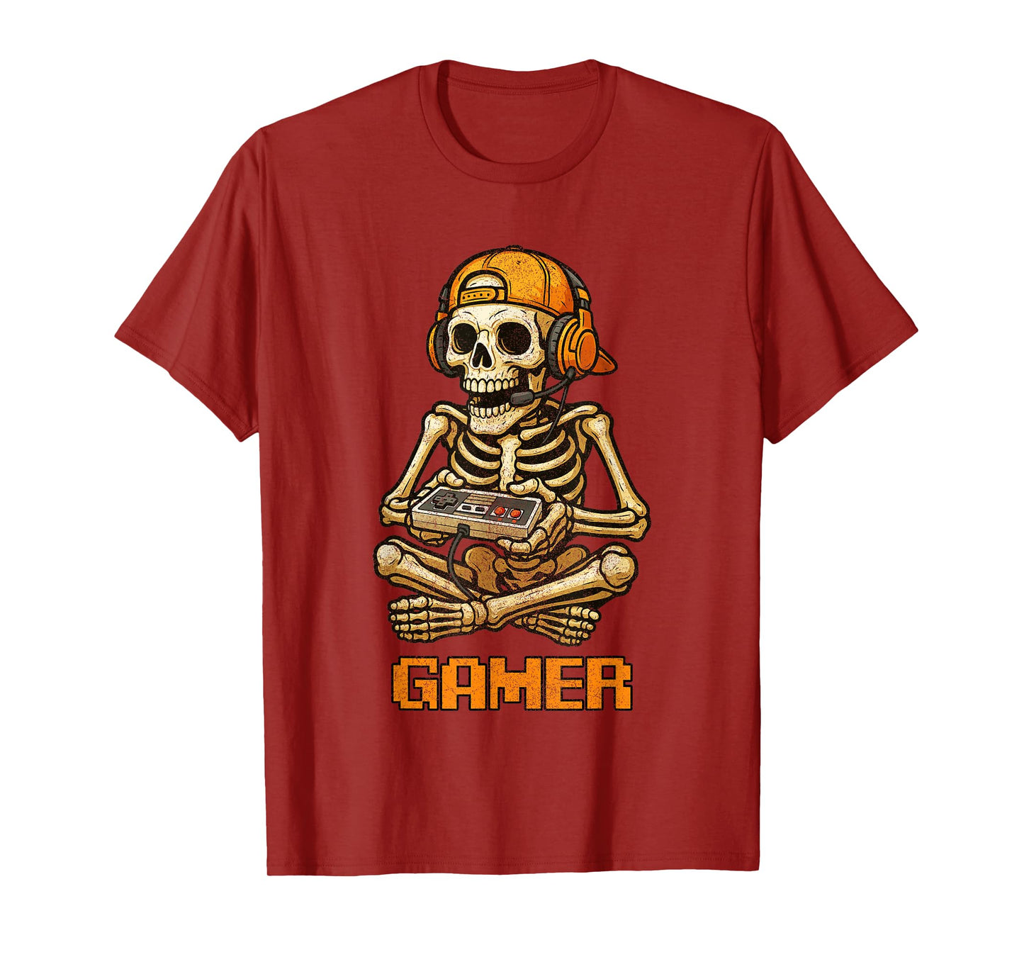 Halloween Skeleton Gamer Video Gaming Funny Skeleton Gaming T-Shirt