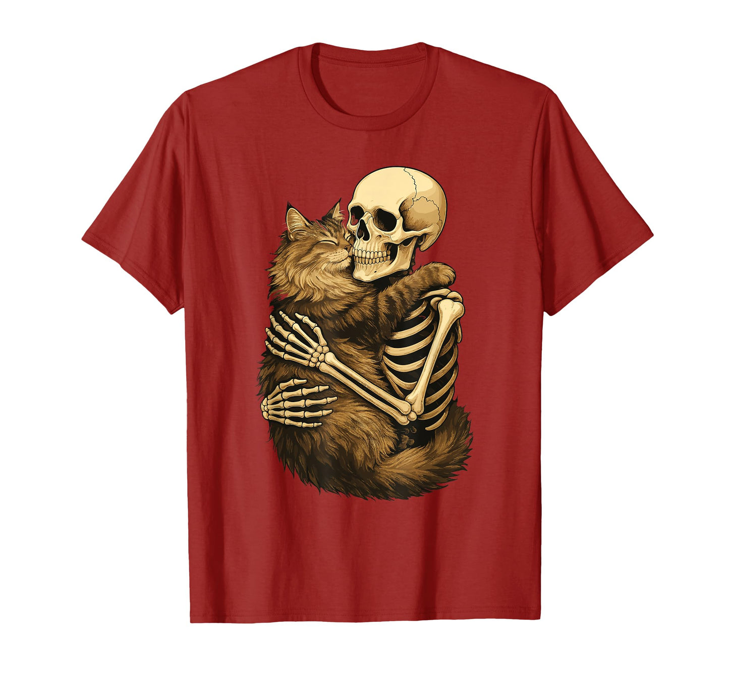 Skeleton Hugging Siberian Cat T-Shirt