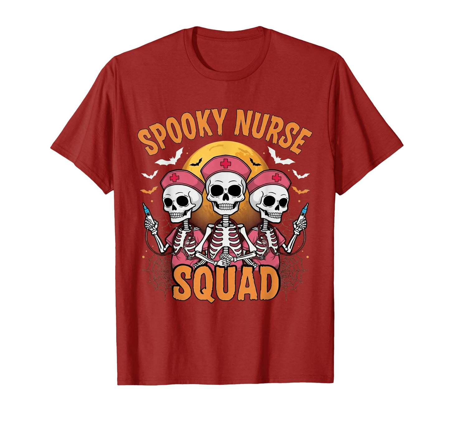 Spooky Nurse Squad Halloween Skeleton Costume Funny Women T-Shirt