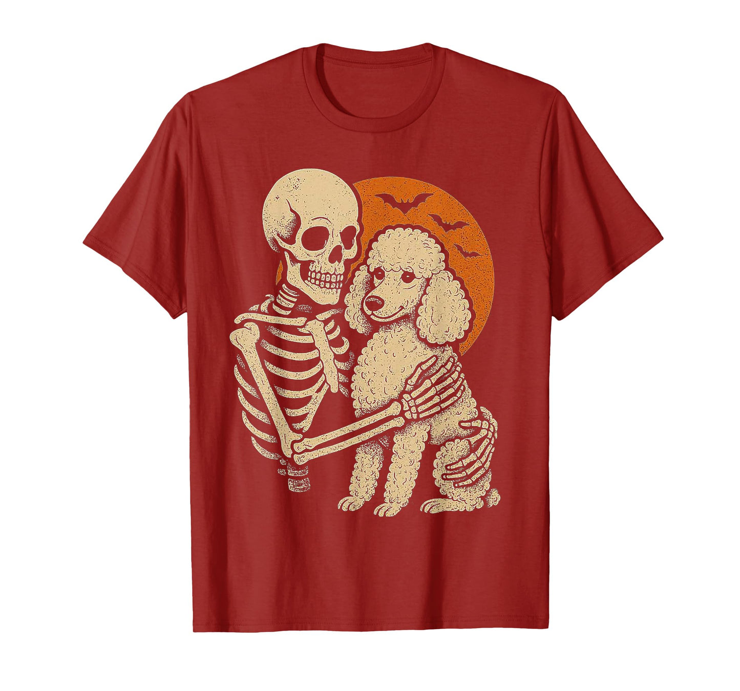 Skeleton Hugging Poodle Halloween Lover Mom Dad T-Shirt