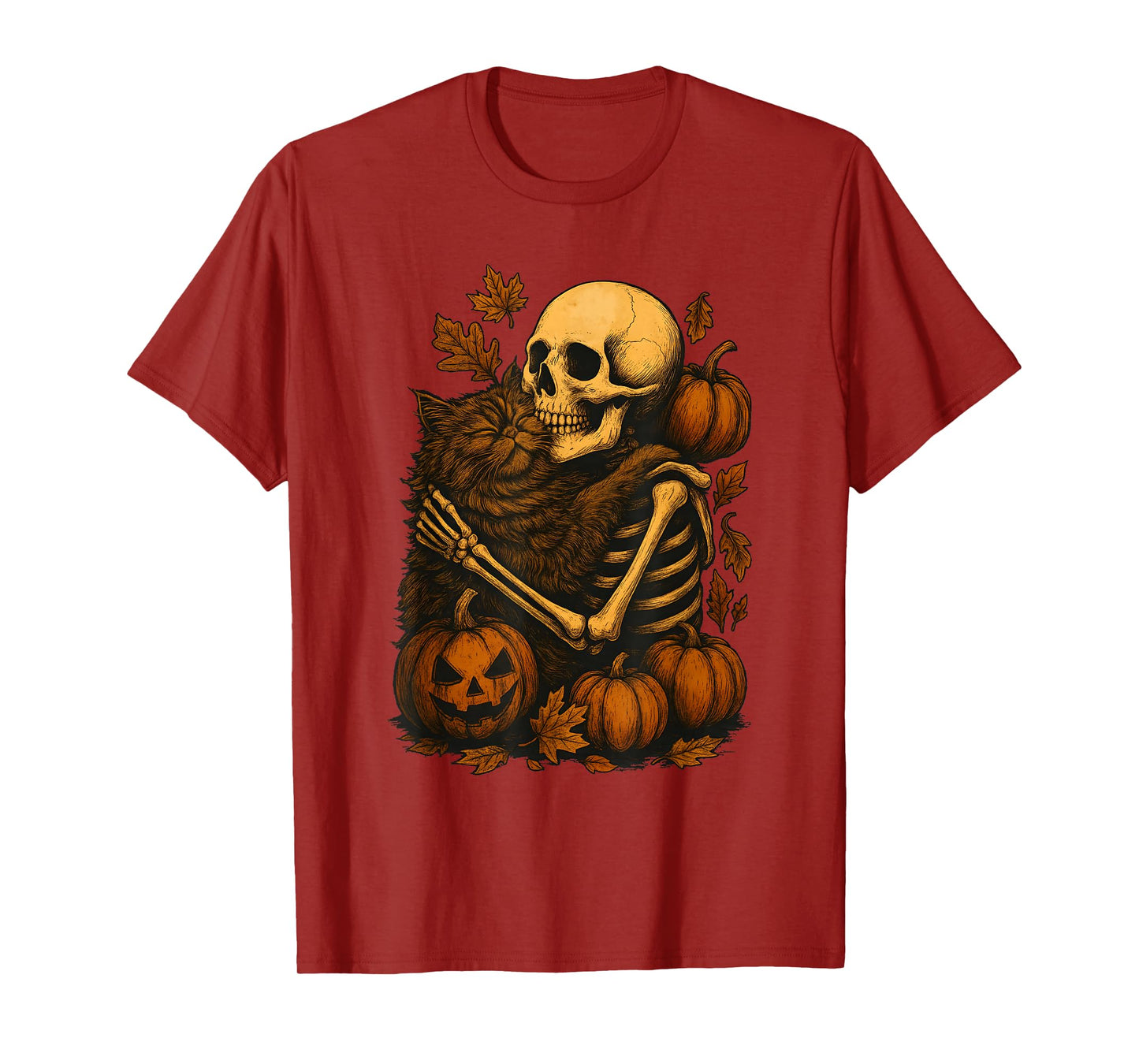 Skeleton Hugging Persian Cat T-Shirt