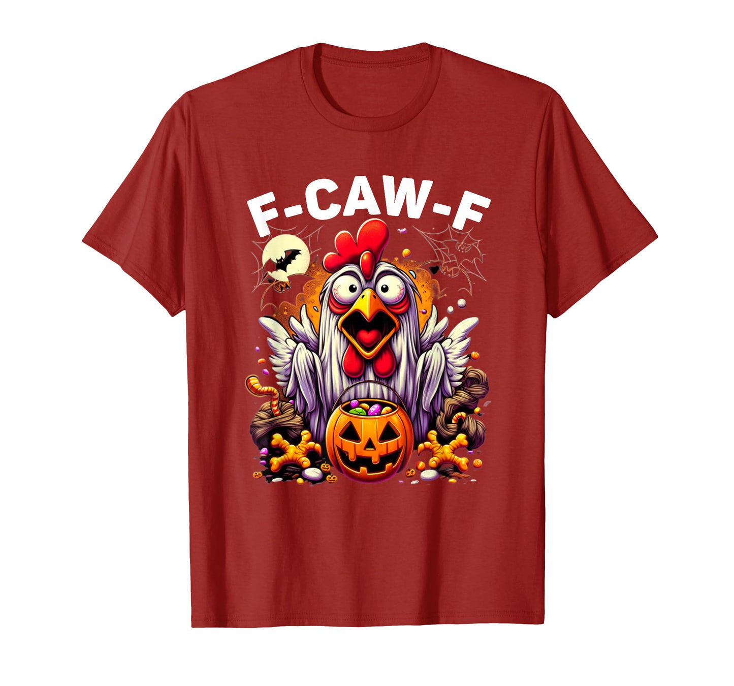 F-CAW-F Funny Chicken Scream Halloween Ghost T-Shirt