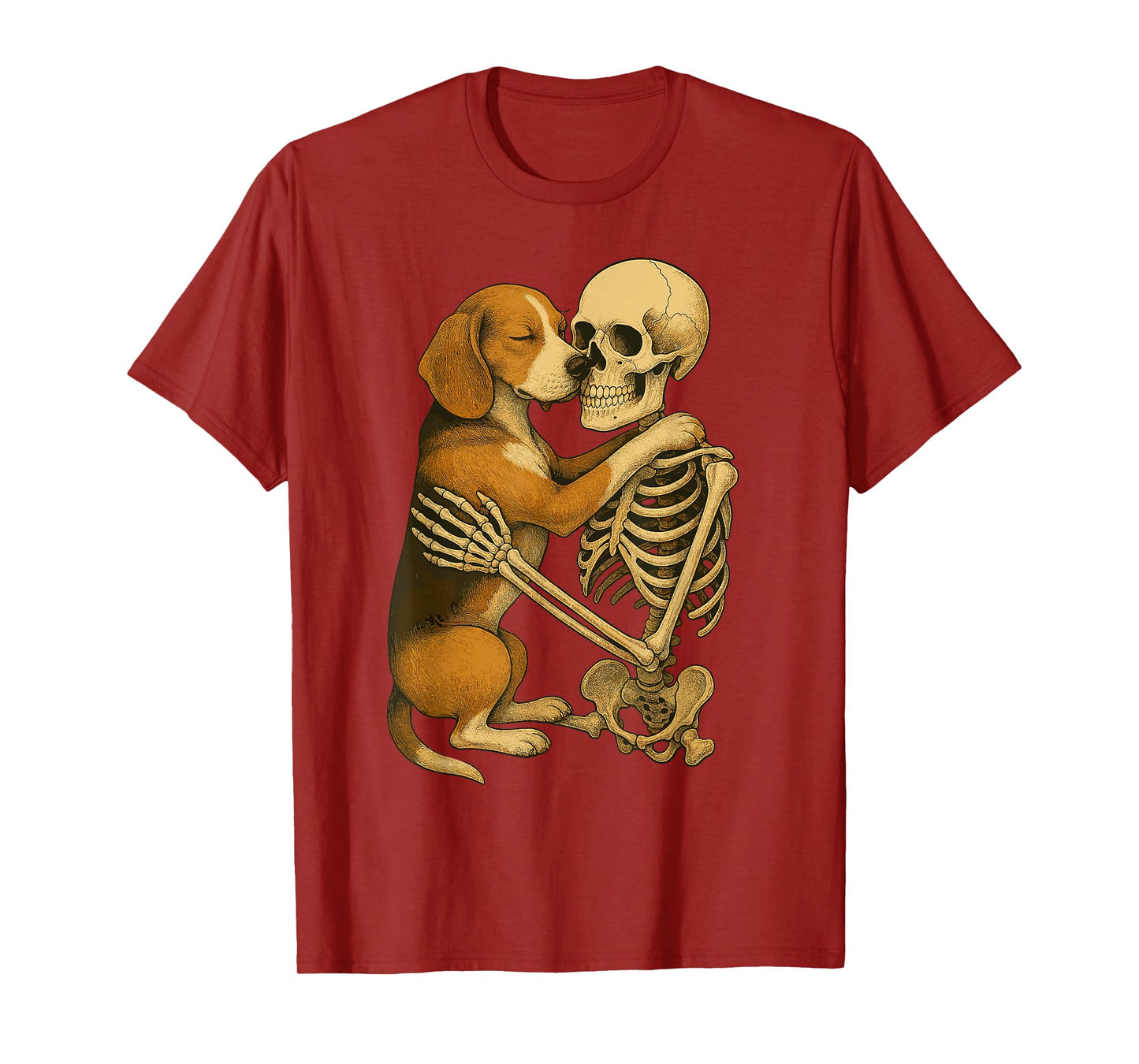 Skeleton Hugging Beagle T-Shirt
