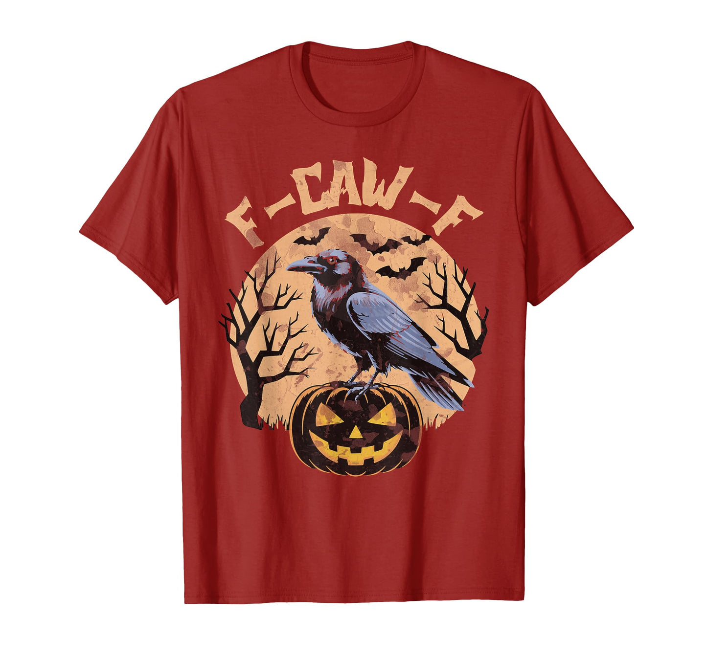 Black Crow F-Caw-F Funny Black Bird Moon Halloween Men Women T-Shirt