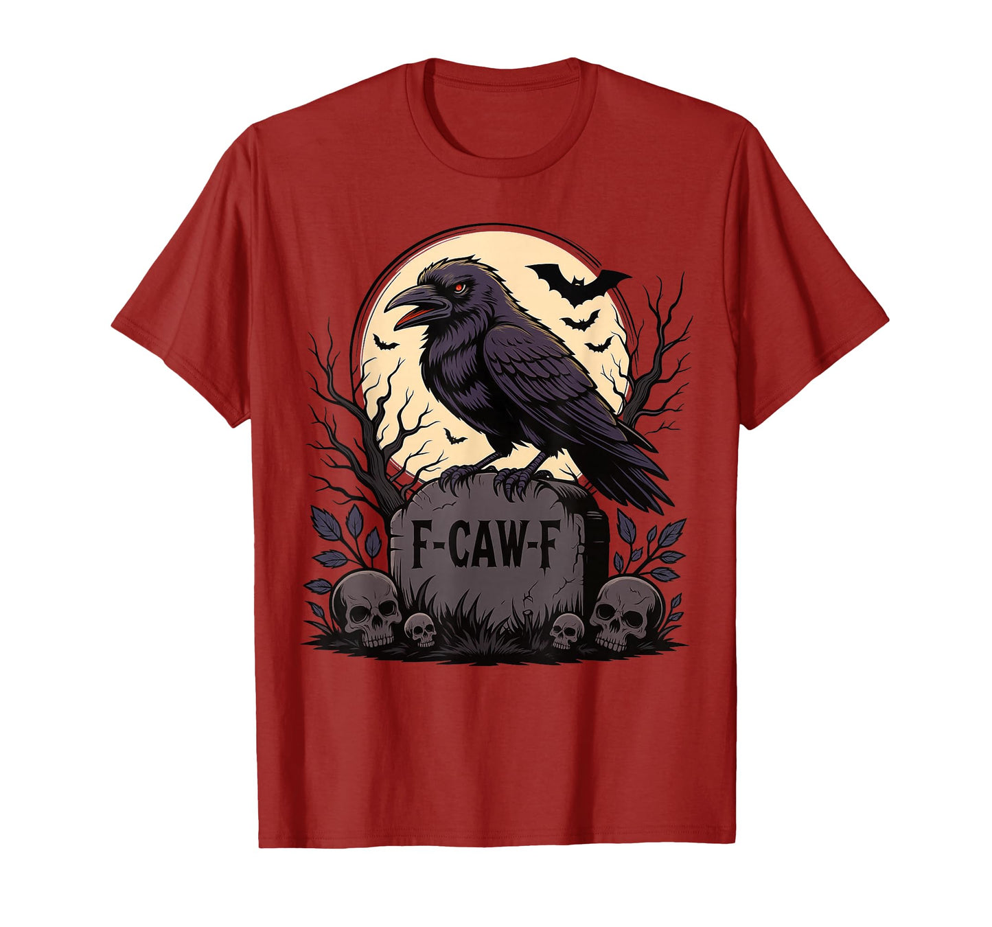 F-CAW-F Crow Black Bird Moon Gothic Adult Humor Halloween T-Shirt