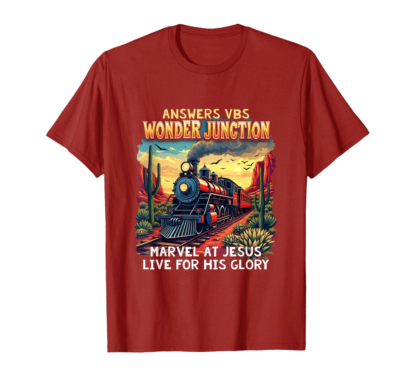 Christian Camp VBS 2025 Wonder His Glory Junction Train T-Shirt