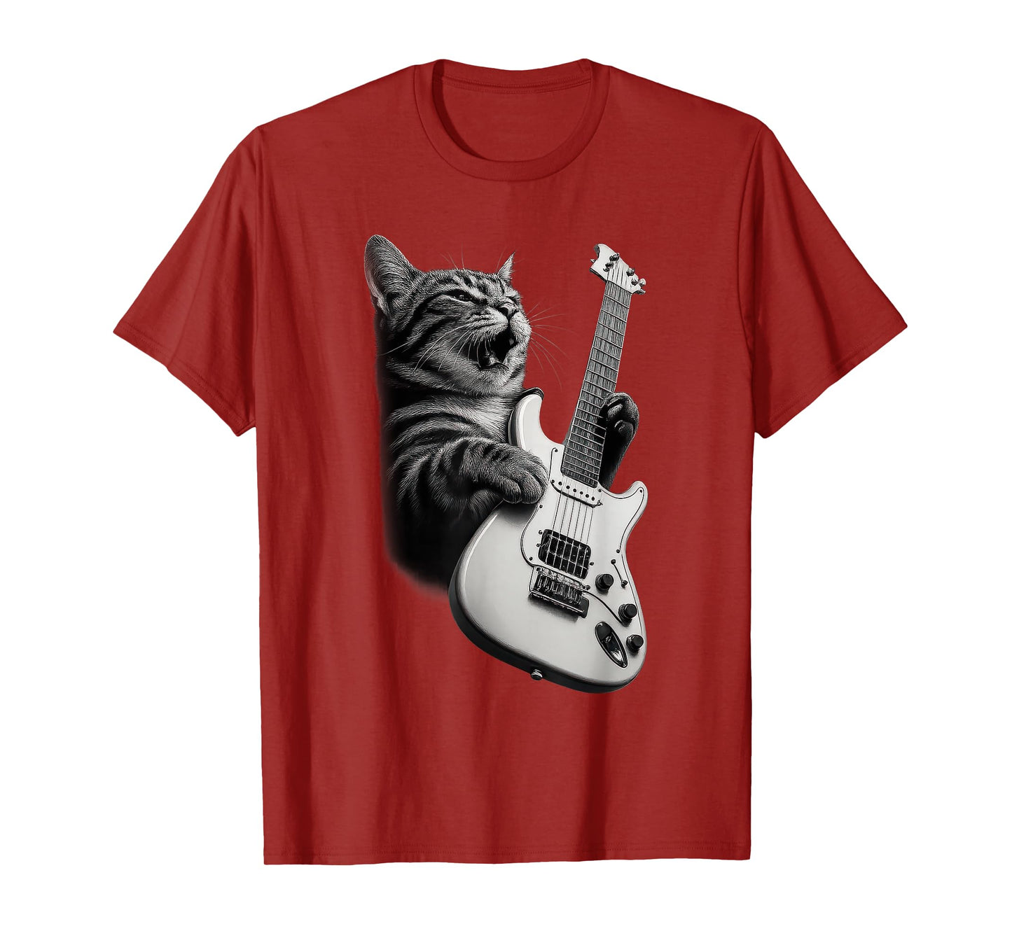 Rock Cat Playing Guitar - Funny Guitar Cat T Shirt T-Shirt