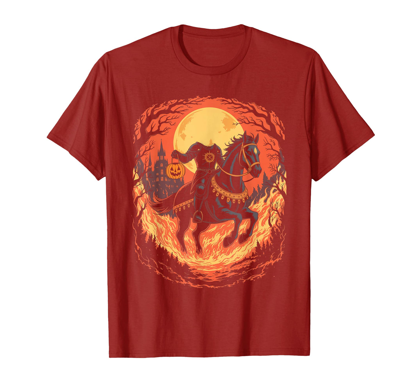 Scary Pumpkin Headless Horseman Halloween T-Shirt