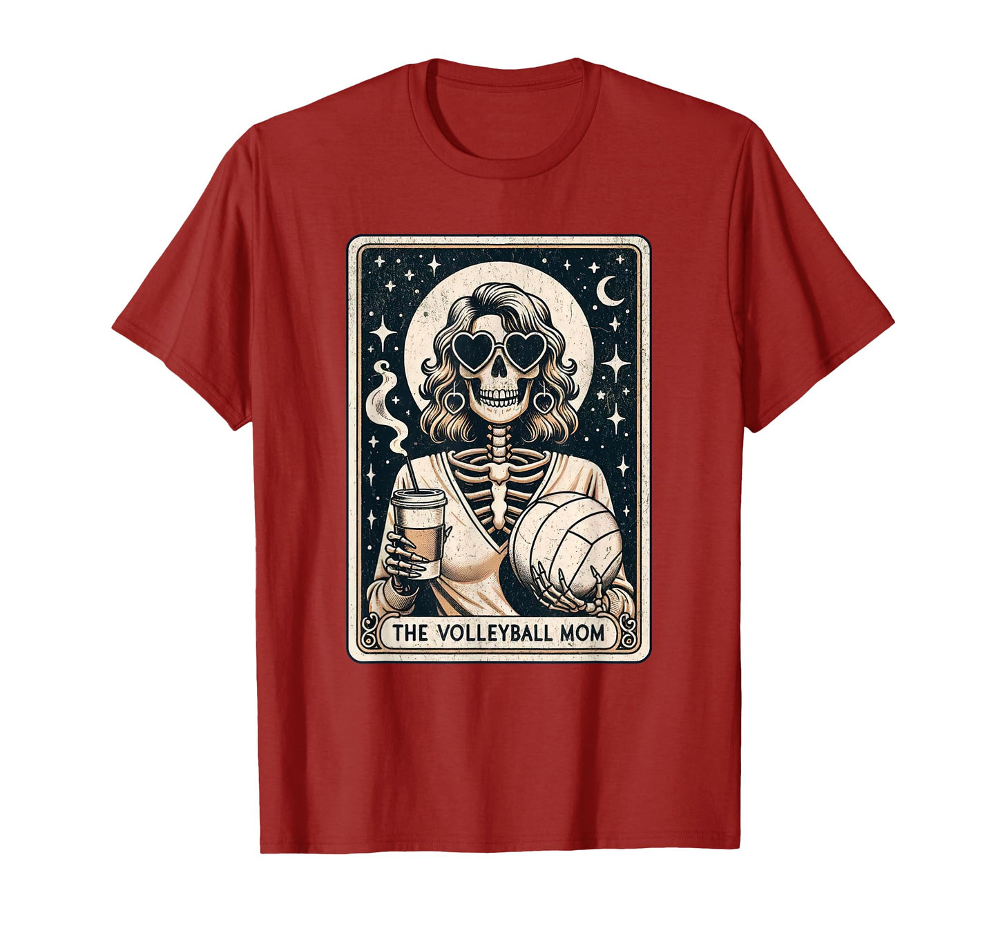Volleyball Mom Tarot Card Skeleton Volleyball Mama Coffee T-Shirt