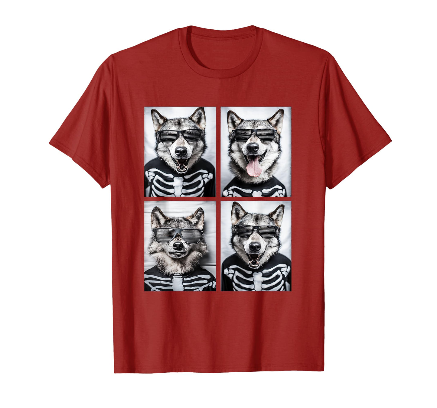 Wolves with Sunglasses Skeleton Costume Funny Halloween Wolf T-Shirt