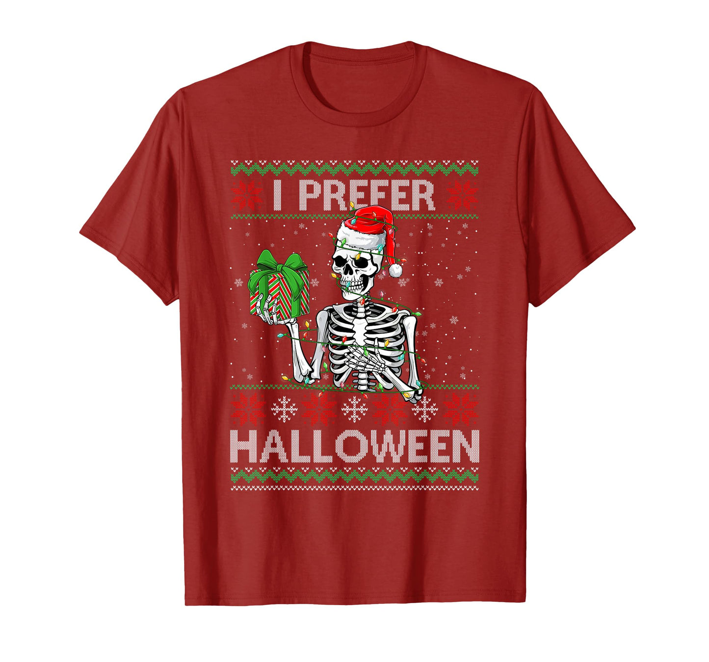 Funny I Prefer Halloween Skeleton Ugly Christmas Sweater T-Shirt