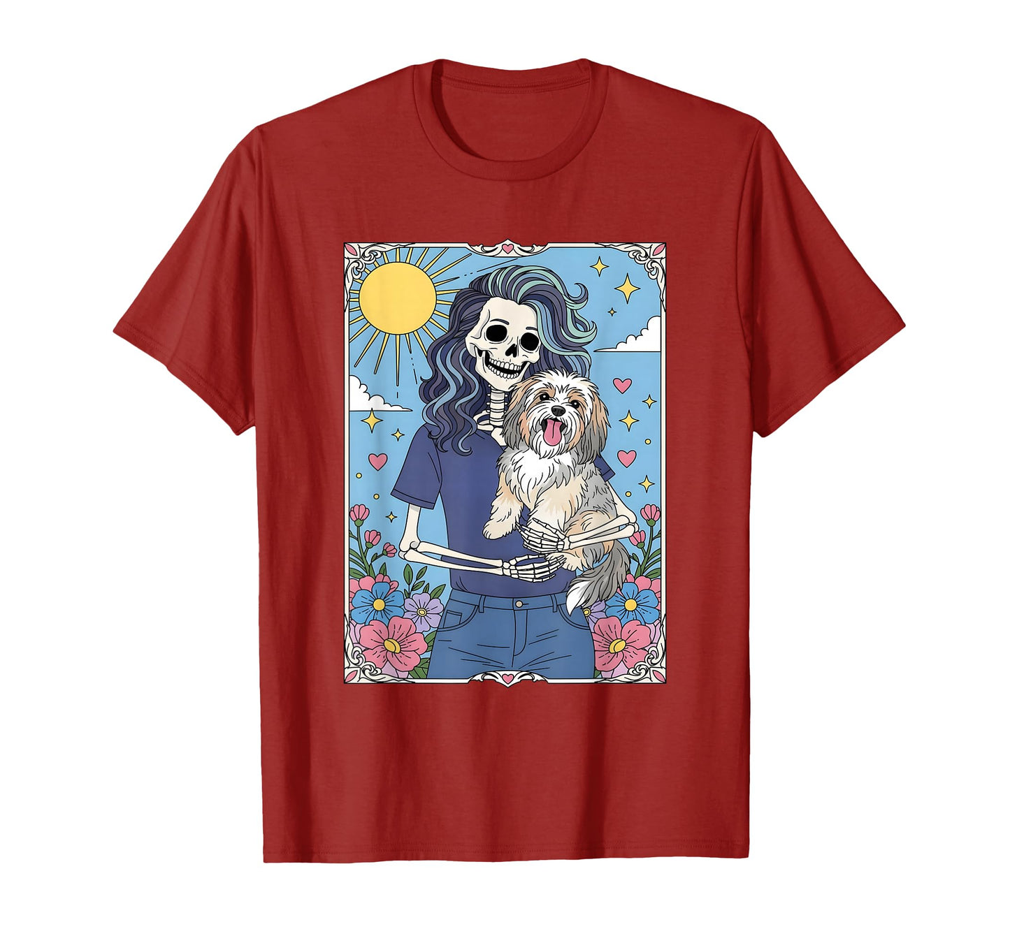 Havanese Dog Tarot Card Halloween Costume Skeleton T-Shirt