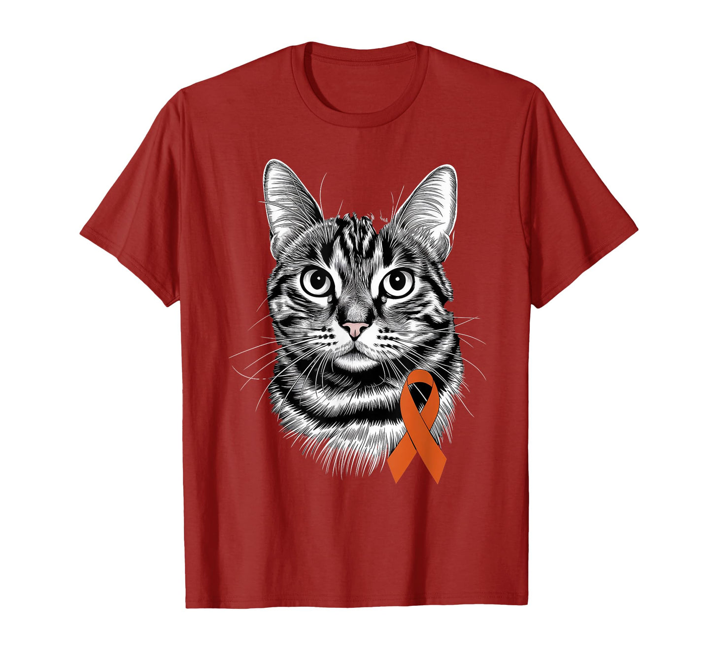 Orange Ribbon Support Leukemia Awareness Cat T-Shirt for Men Women Kids