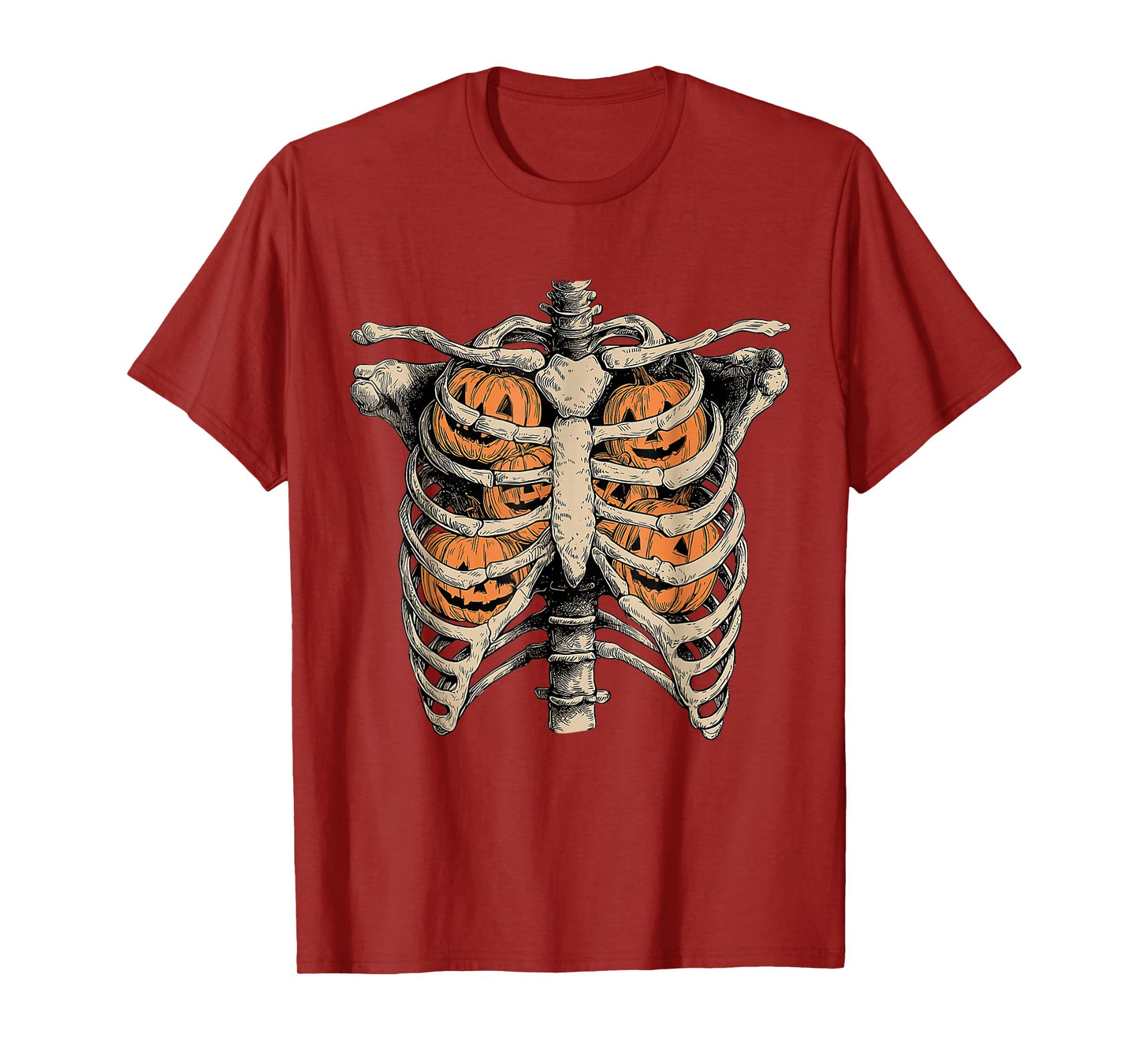 Vintage Retro Halloween Ribcage Pumpkins Spooky Season Funny T-Shirt