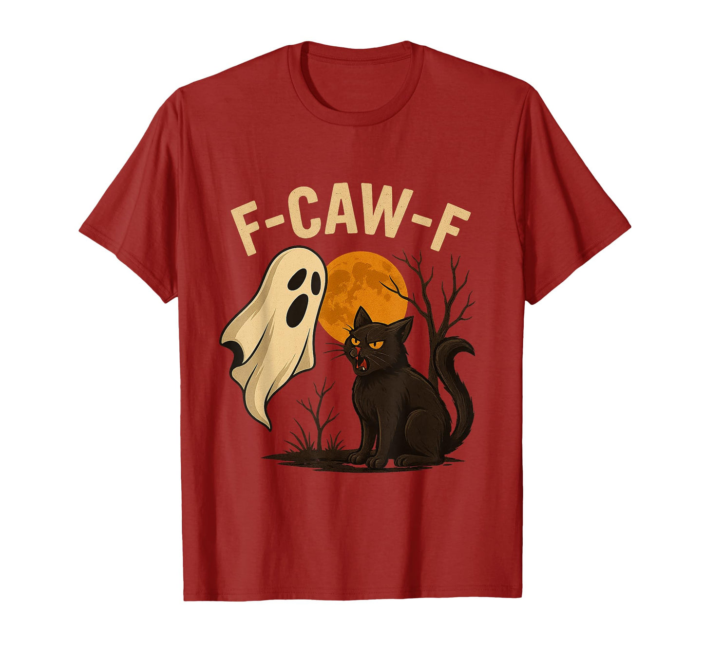Halloween Black Cat F-Caw-F Funny Moon FCawF Adult Humor T-Shirt