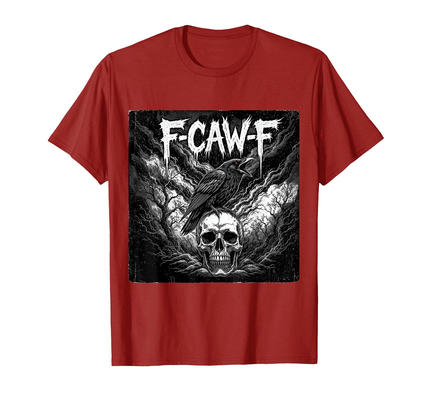 Black Crow, F-Caw-F Crow Skull Gothic Dark Art T-Shirt