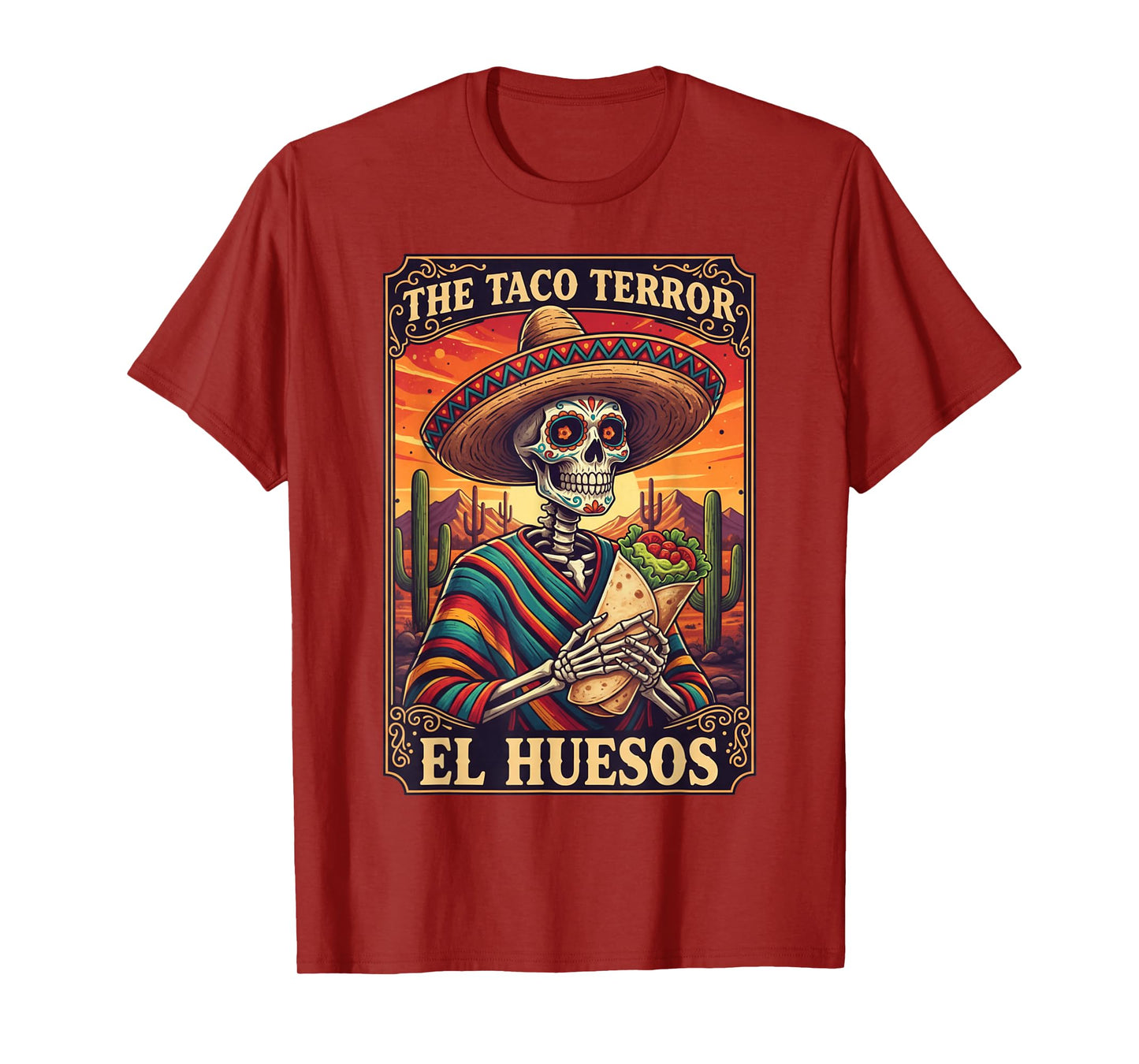 Funny Halloween Skeleton Tacos Terror Día de Los Muertos T-Shirt