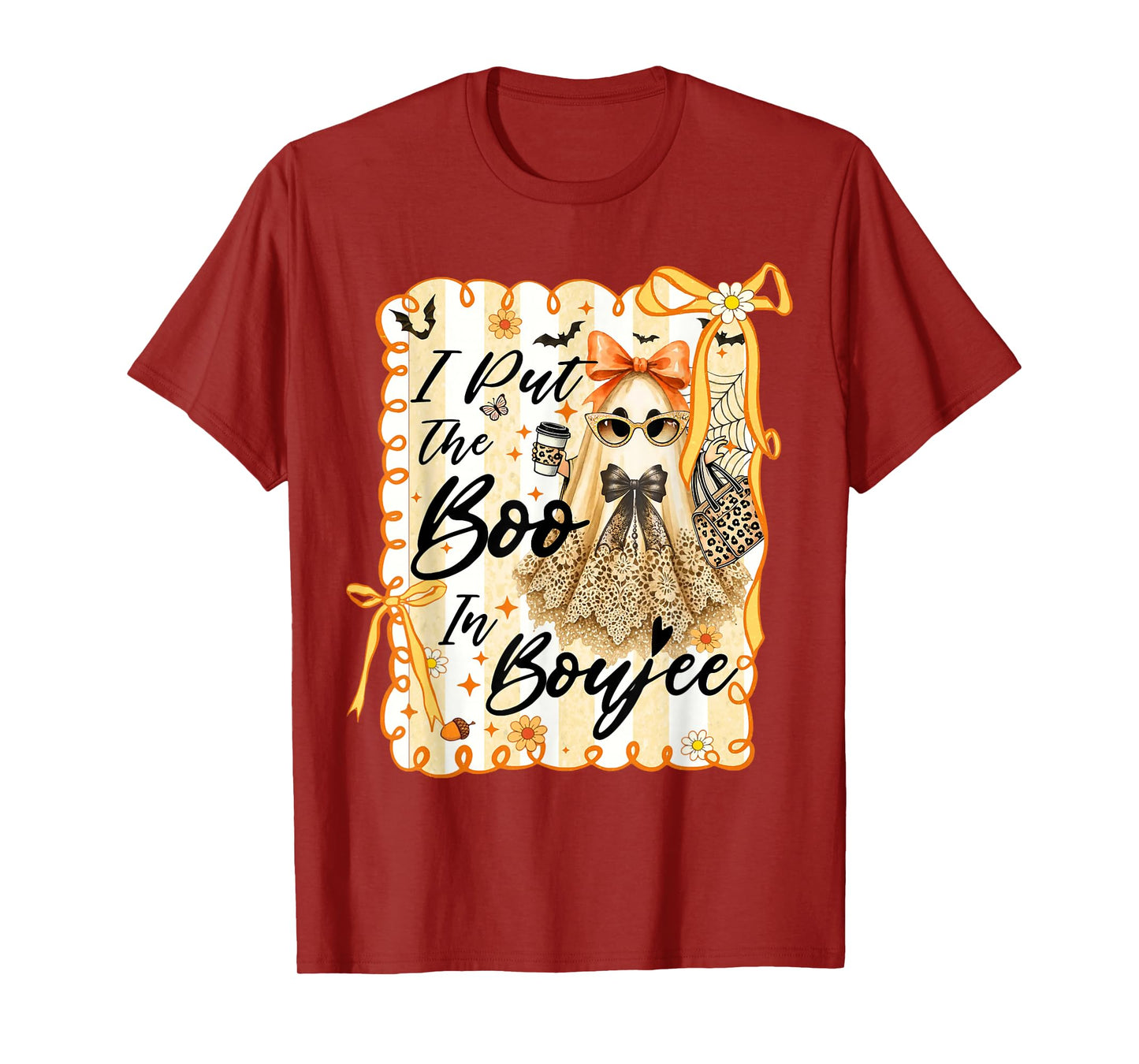I Put The Boo in Boujee Lace Coquette Bow Boujie Halloween T-Shirt