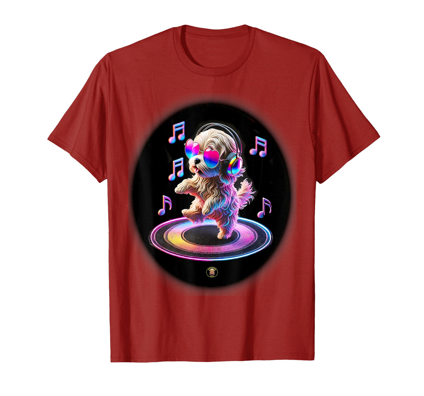 Adorable Dancing Dog with Glasses and Earphones - Dog Lovers T-Shirt