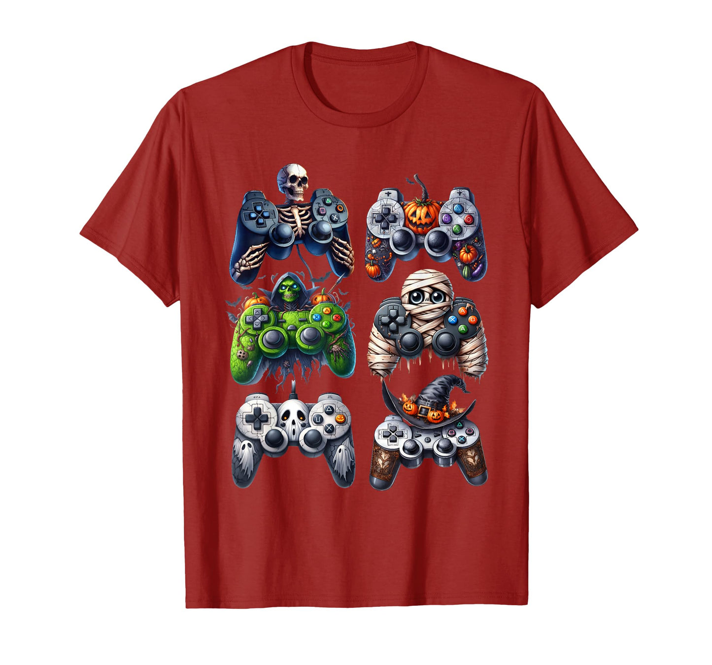 Halloween Skeleton Zombie Gaming Controllers Mummy Boys Kids T-Shirt