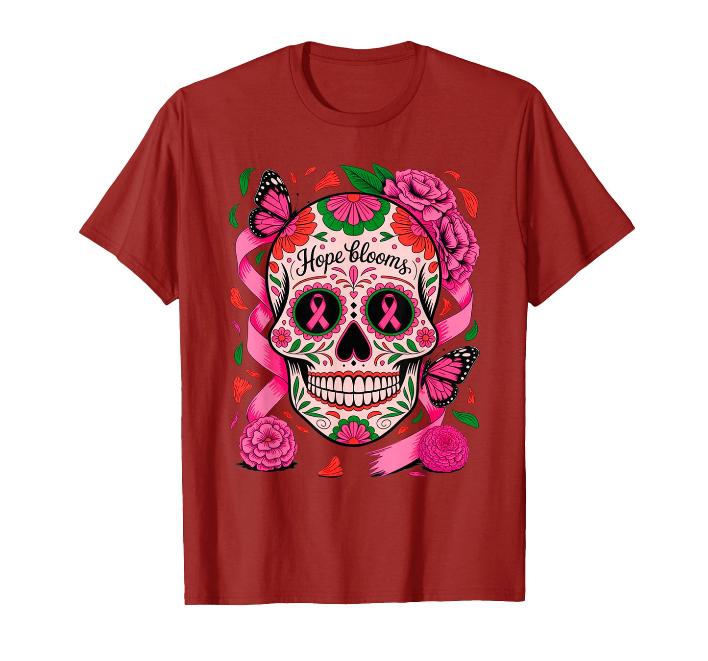 Breast Cancer Awareness Halloween Skull, Women T-Shirt