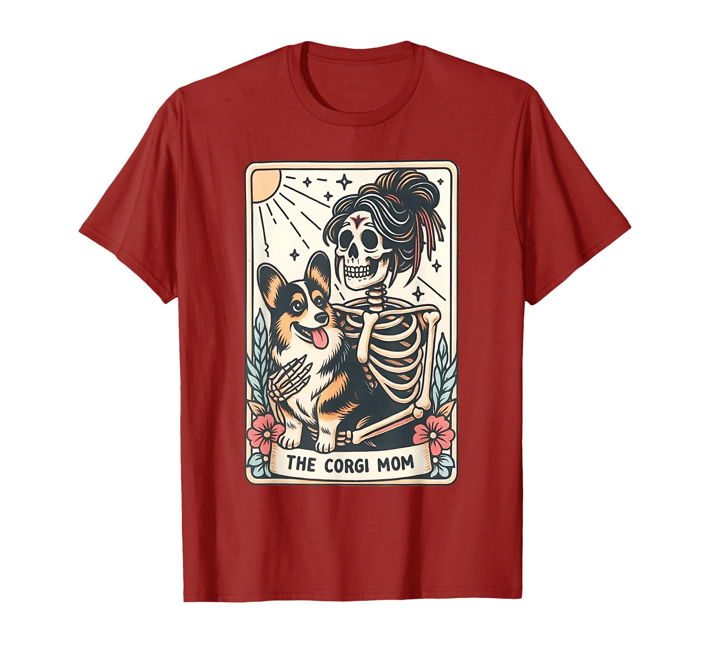 The Corgi Mom Skeleton Tarot Card Funny Corgi Dog Lover T-Shirt