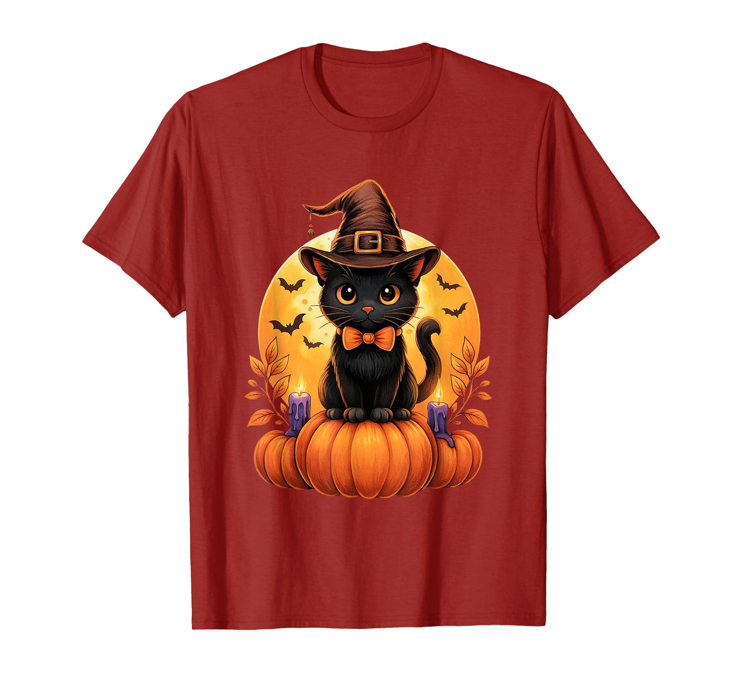 Cute Black Cat Witch Pumpkin Halloween Costume Fall Autumn T-Shirt