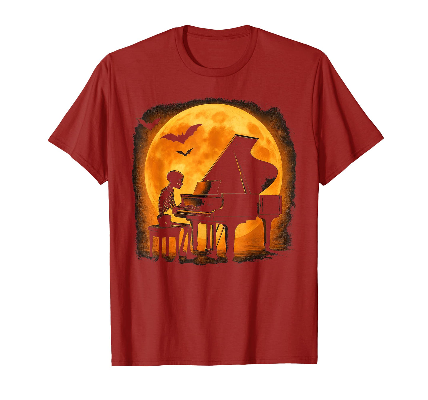 Skeleton Playing Piano Halloween Pianist Musician T-Shirt