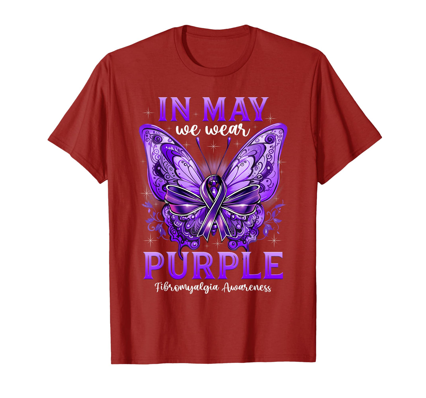 In May We Wear Purple Fibromyalgia Awareness Butterfly T-Shirt