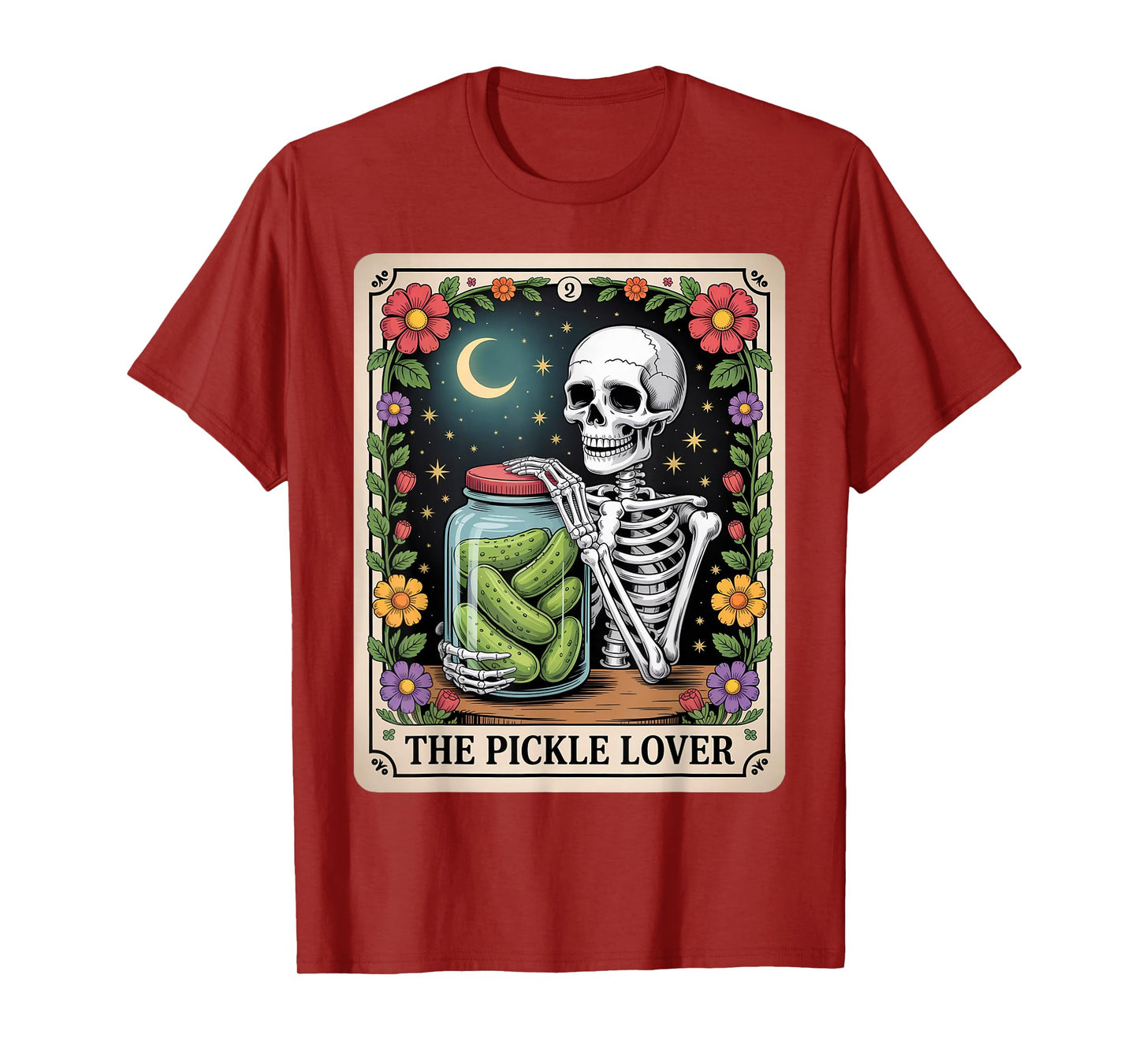 The Pickle Lover Tarot Card Skeleton Men Women Outfit T-Shirt
