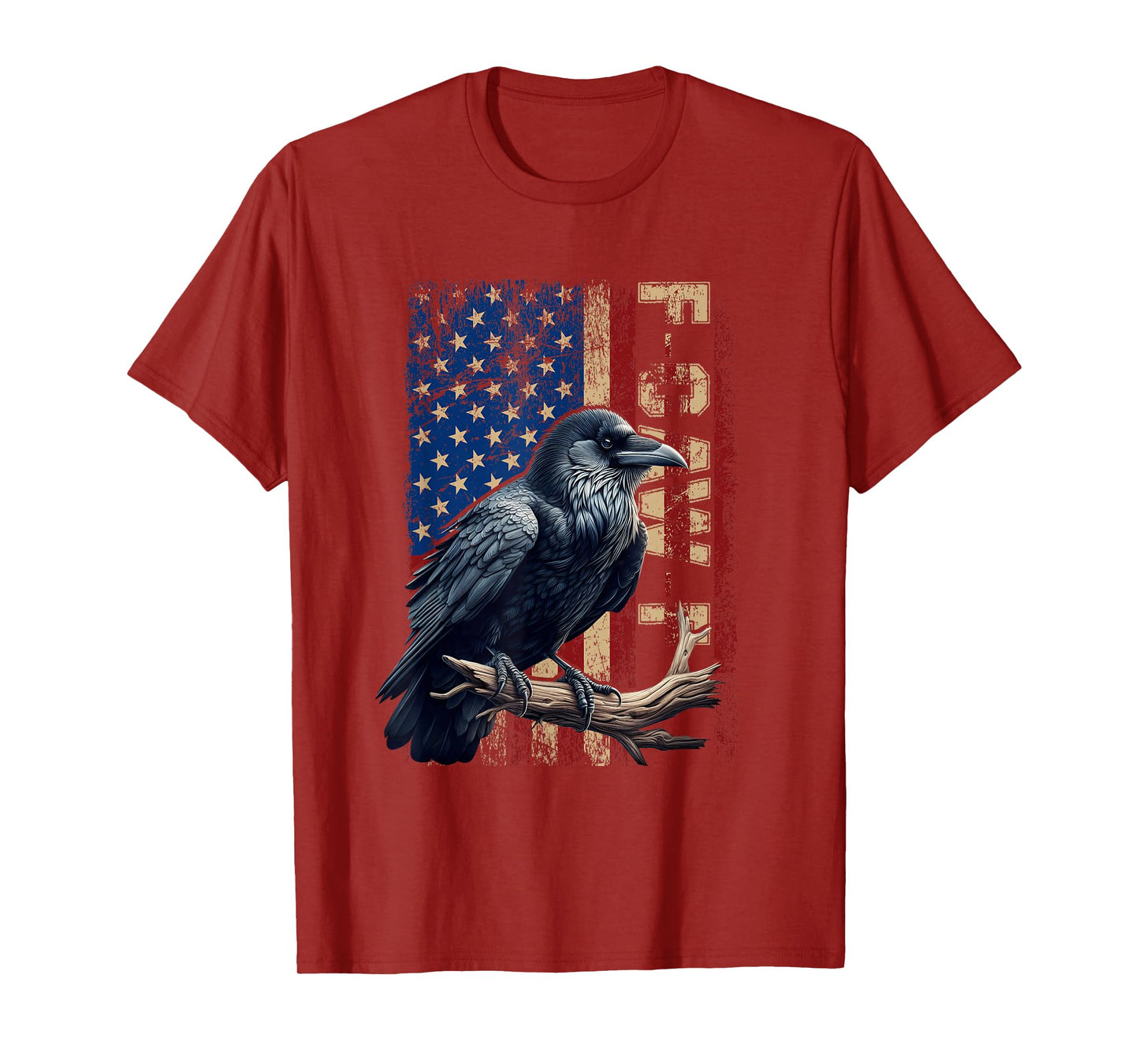 F-Caw-F Black Crow Black Bird Retro American Flag Play Word T-Shirt