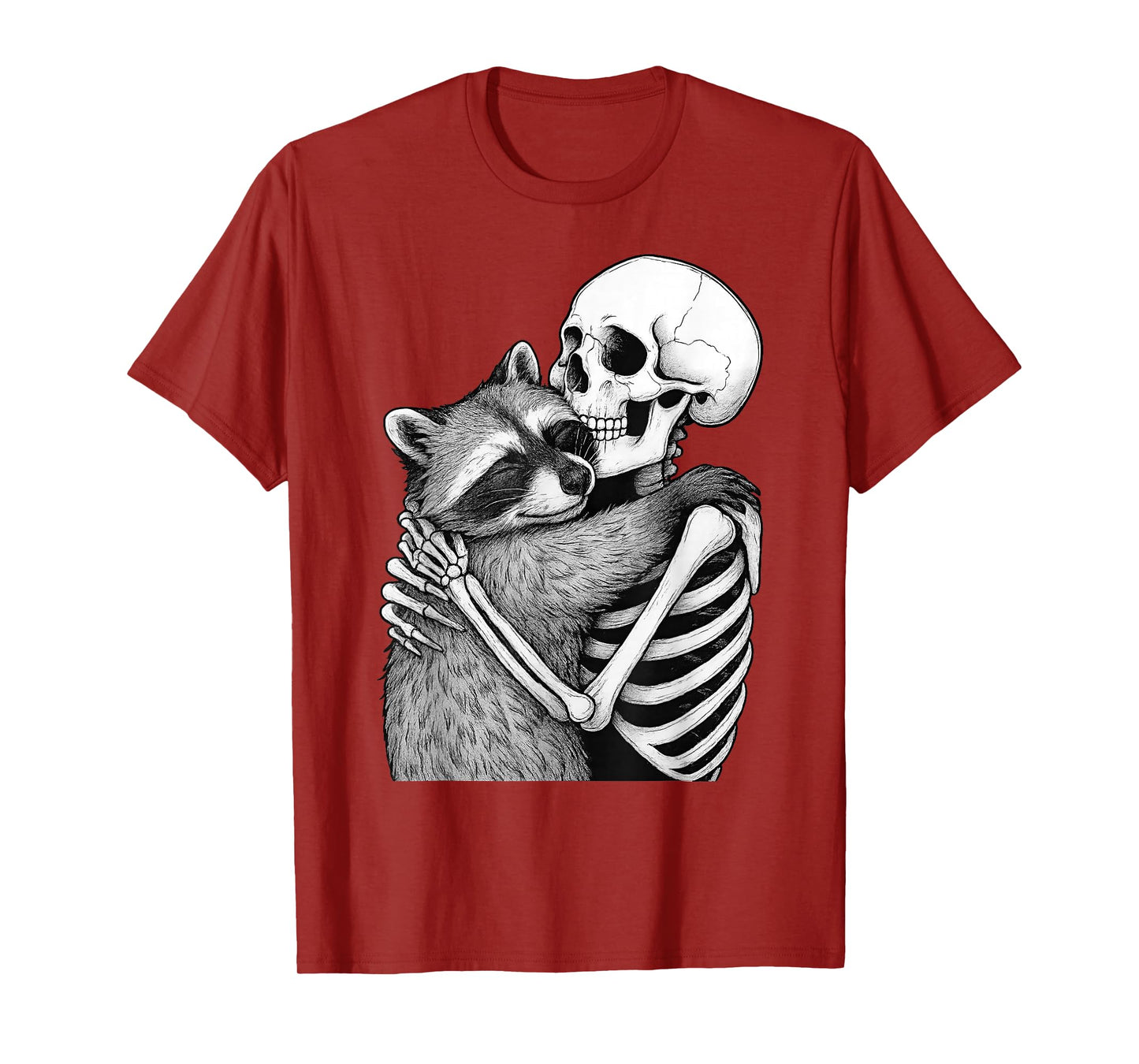 Raccoon Skeleton Hug Halloween Animal Lover T-Shirt