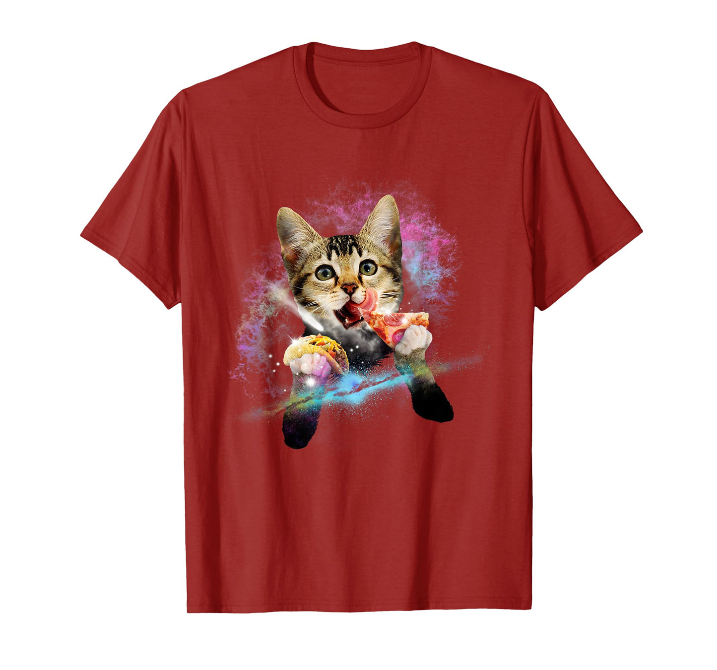 Galaxy Cat Rules Space With Taco And Pizza Power Gift TShirt T-Shirt
