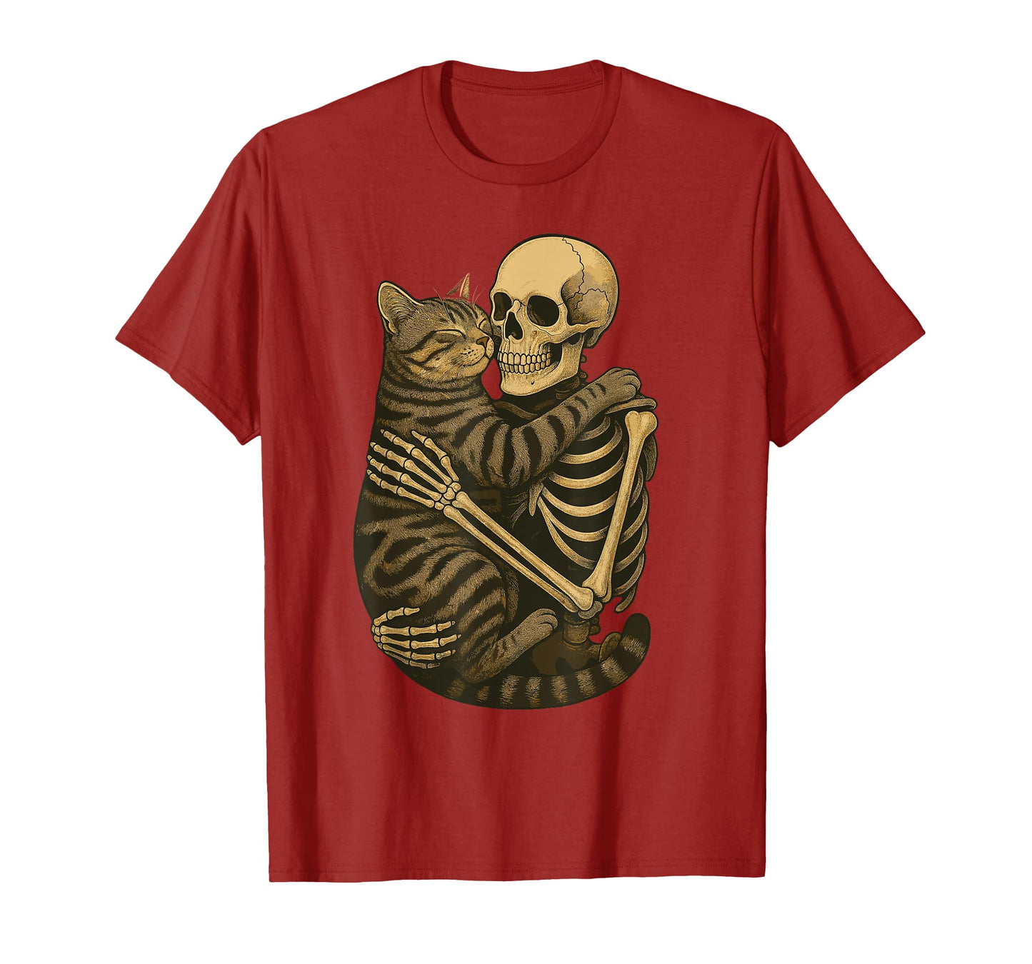 Skeleton Hugging American Shorthair T-Shirt