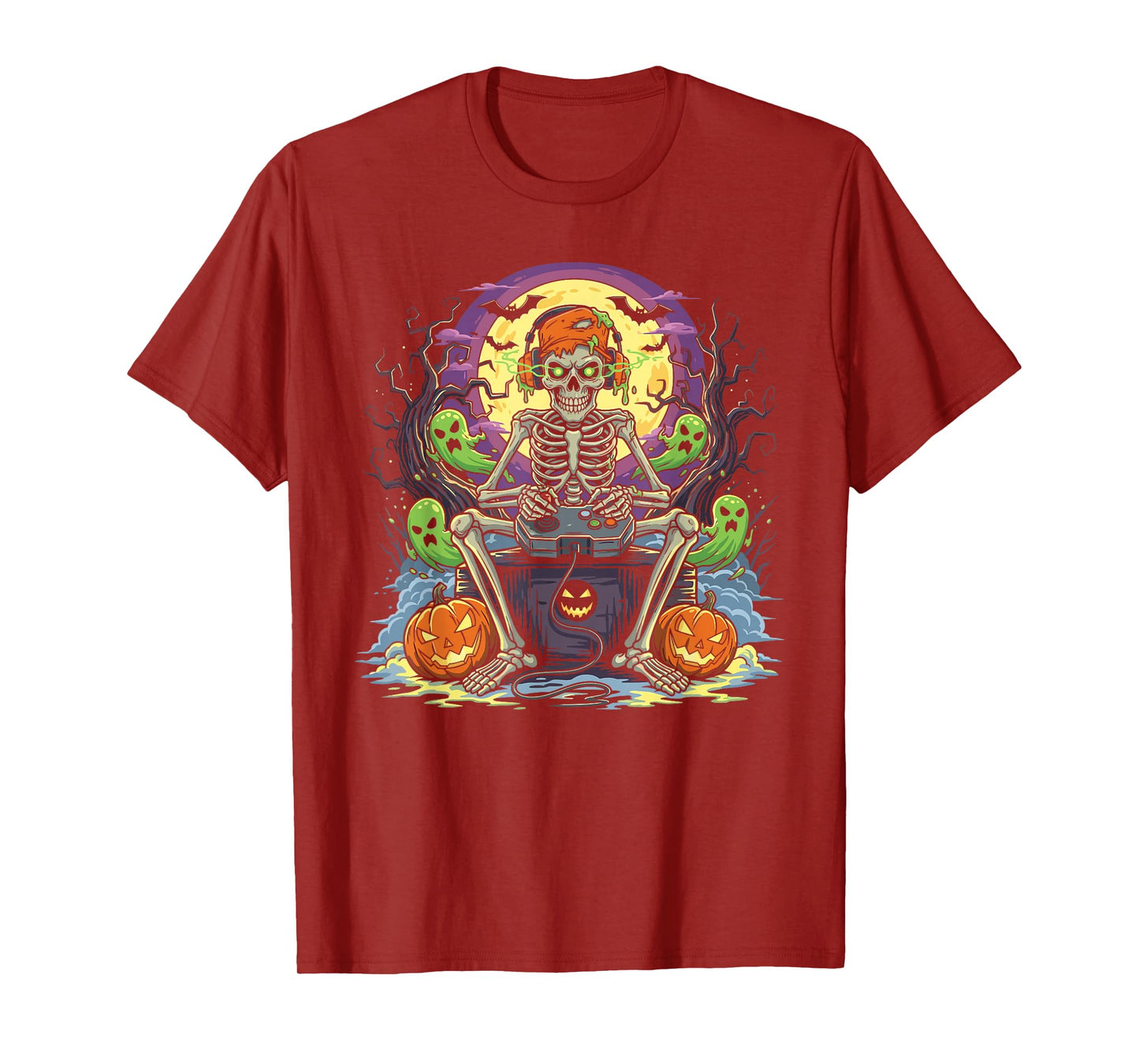 Skeleton Gamer Halloween Video Game Spooky Gaming Outfit T-Shirt