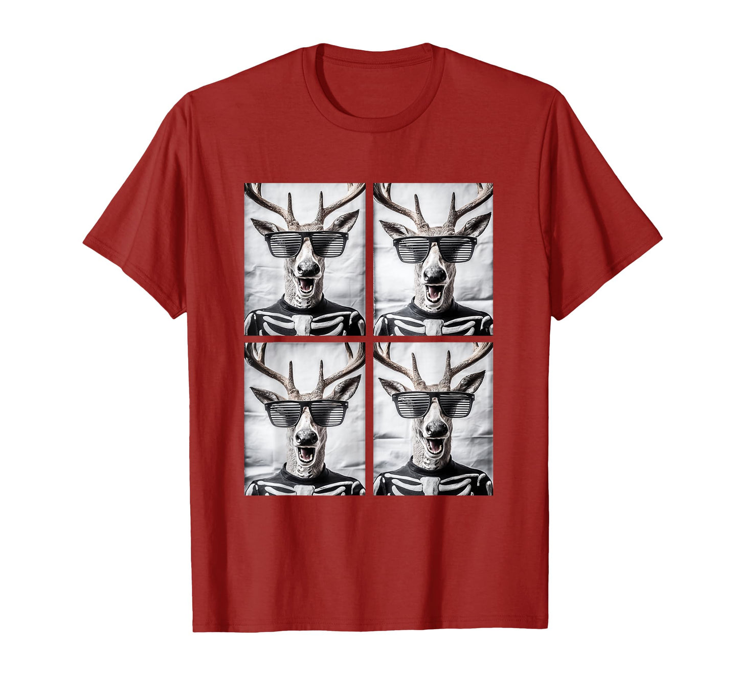 Reindeers with Sunglasses Skeleton Costume Funny Halloween T-Shirt