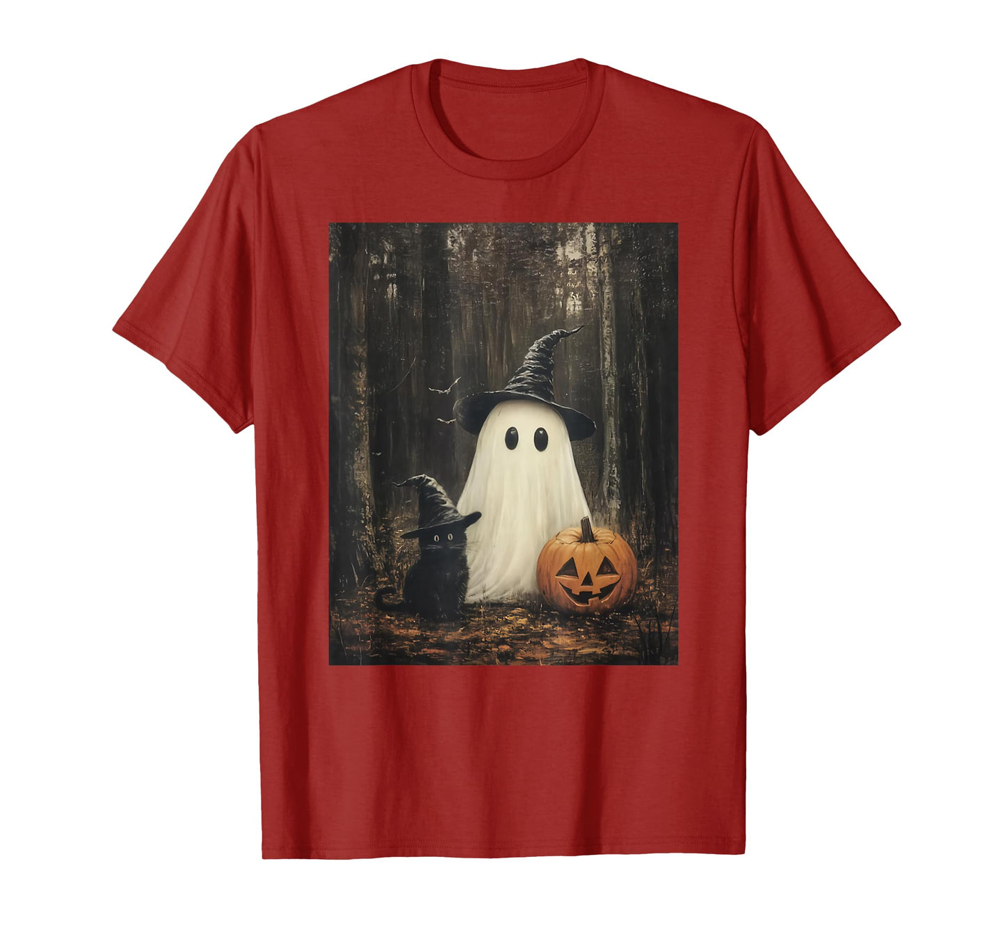 Funny Black Cat Ghost Witch Halloween Spooky Ghost Costume T-Shirt