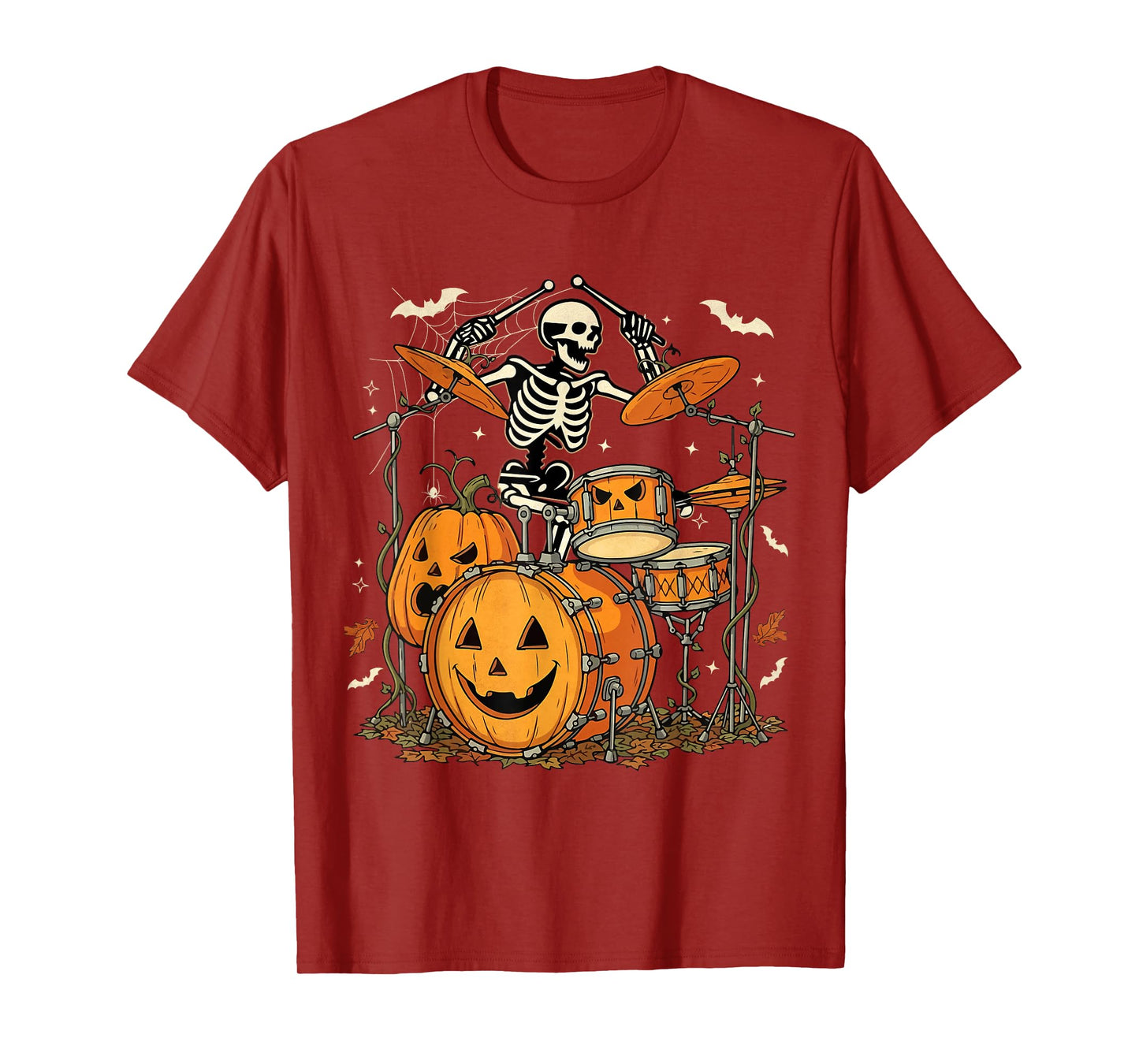 Skeleton Drums Halloween Costume Funny Percussionist Drummer T-Shirt