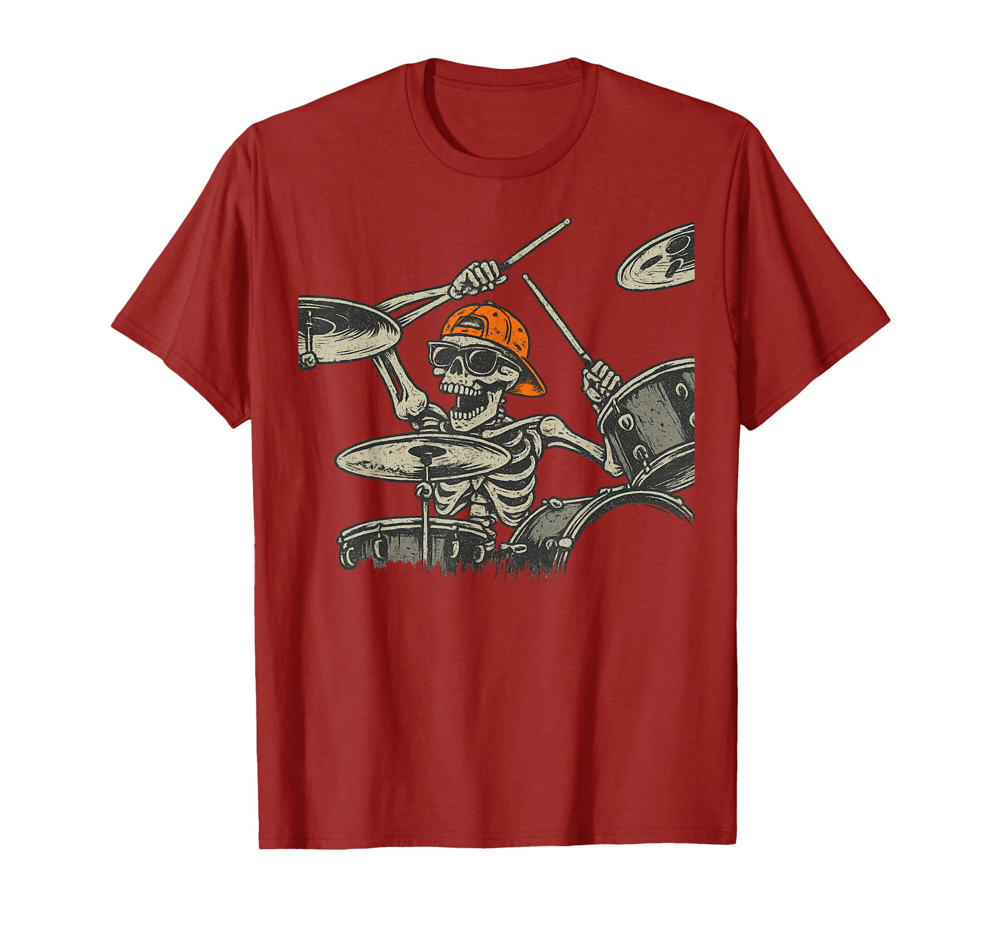 Vintage Halloween Skeleton Drummer Funny Spooky Costume T-Shirt