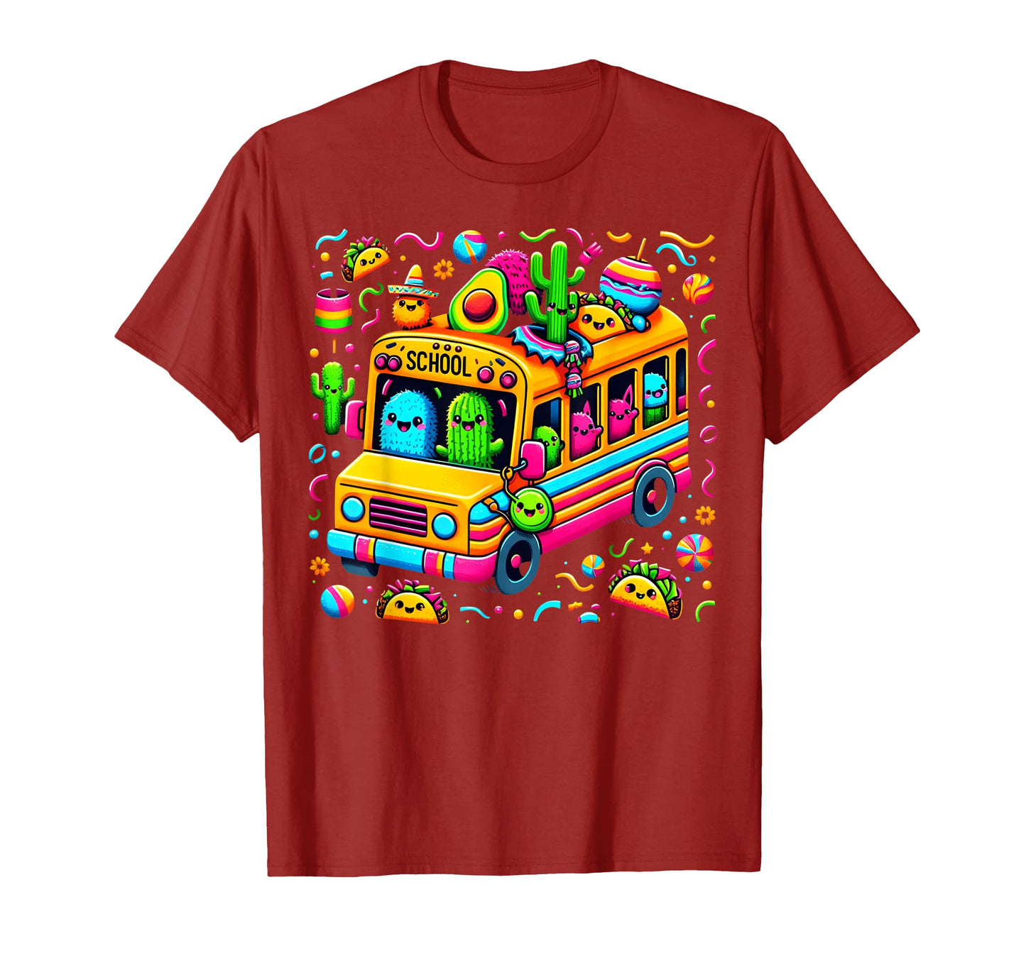 Fun School Bus Classroom Cinco De Mayo Cute Teacher & Kids T-Shirt