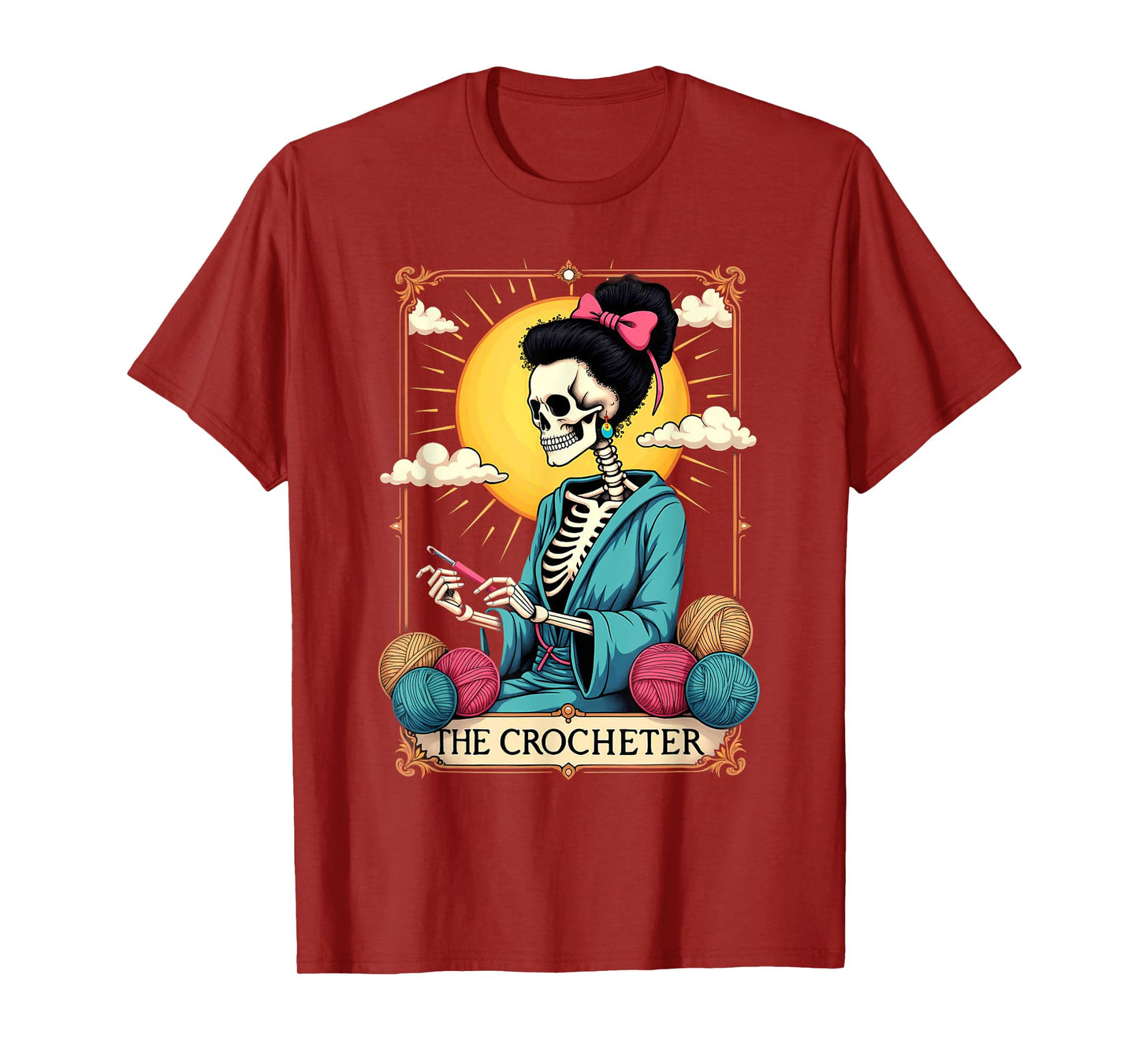 Gothic Tarot Card Knitter Crocheter Skeleton T-Shirt
