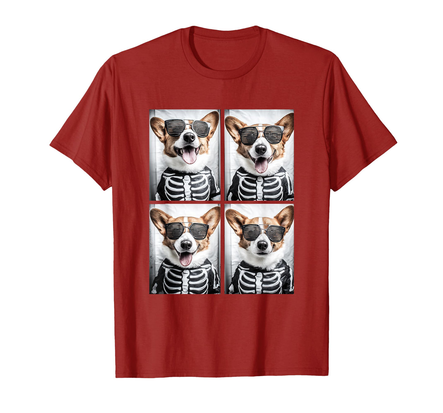 Cute Corgis with Sunglasses Skeleton Costume Halloween Dogs T-Shirt