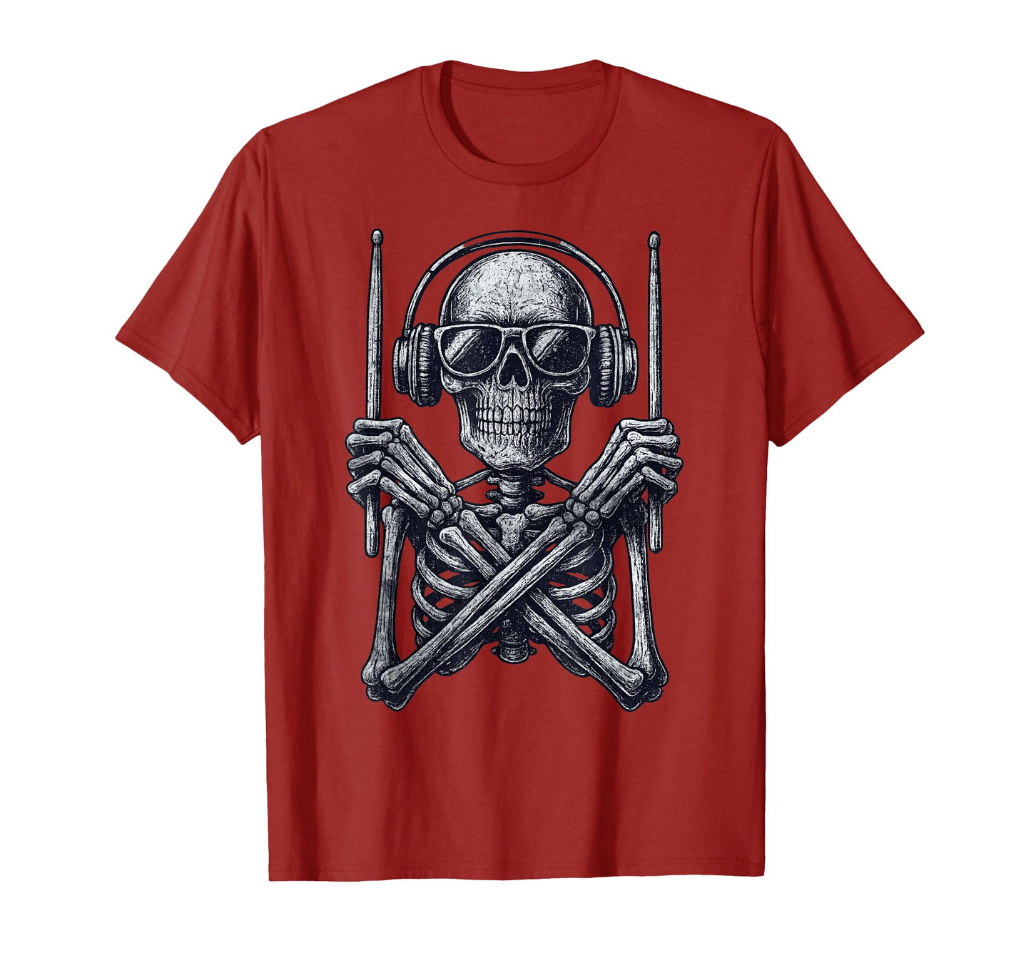 Vintage Halloween Skeleton Drummer Funny Spooky Costume T-Shirt