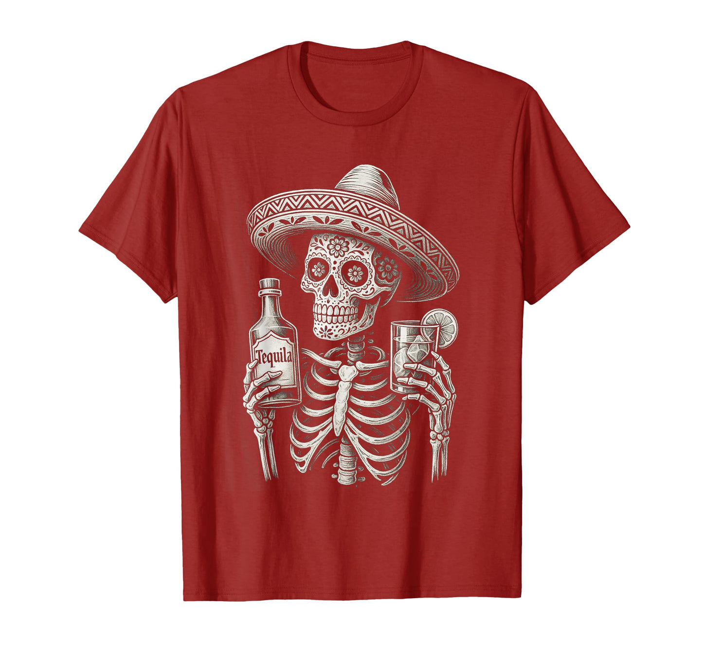 Dia De Los Muertos Vintage Skeleton Tequila Day of Dead Men T-Shirt