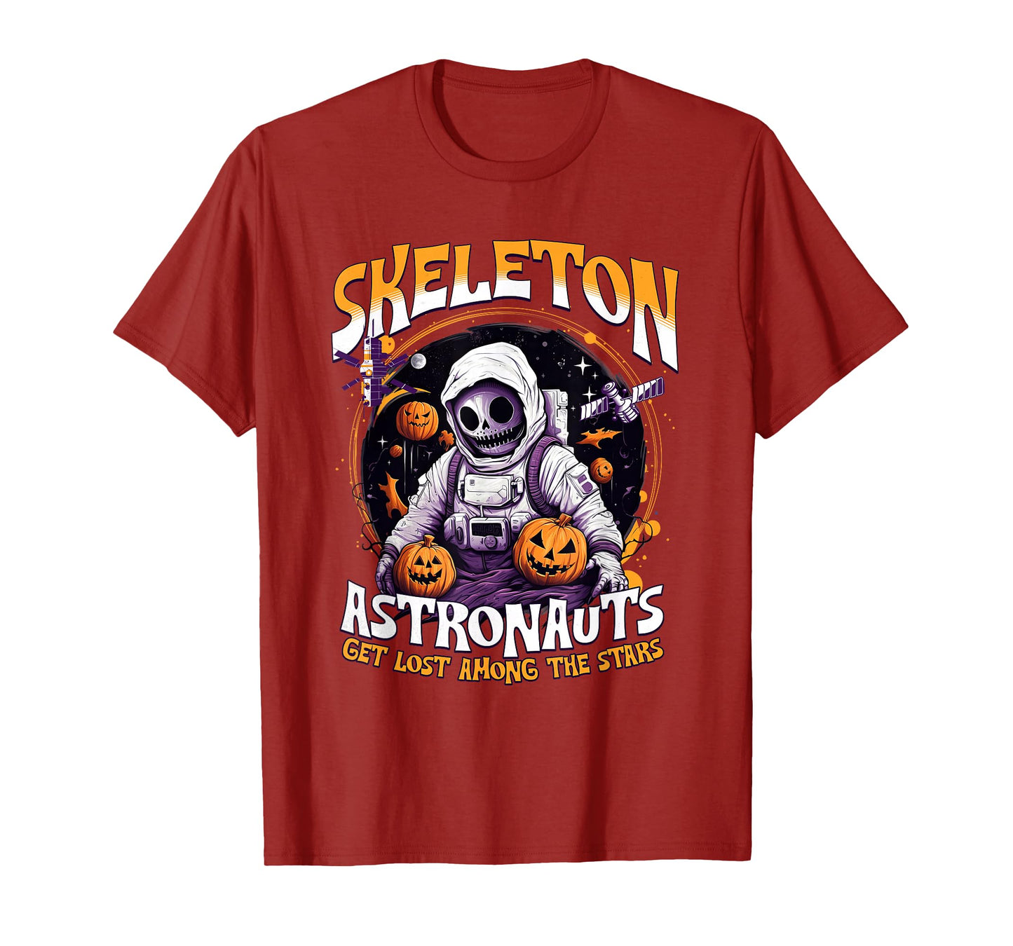 Skeleton Astronauts Explore The Cosmic Universe Adventure T-Shirt