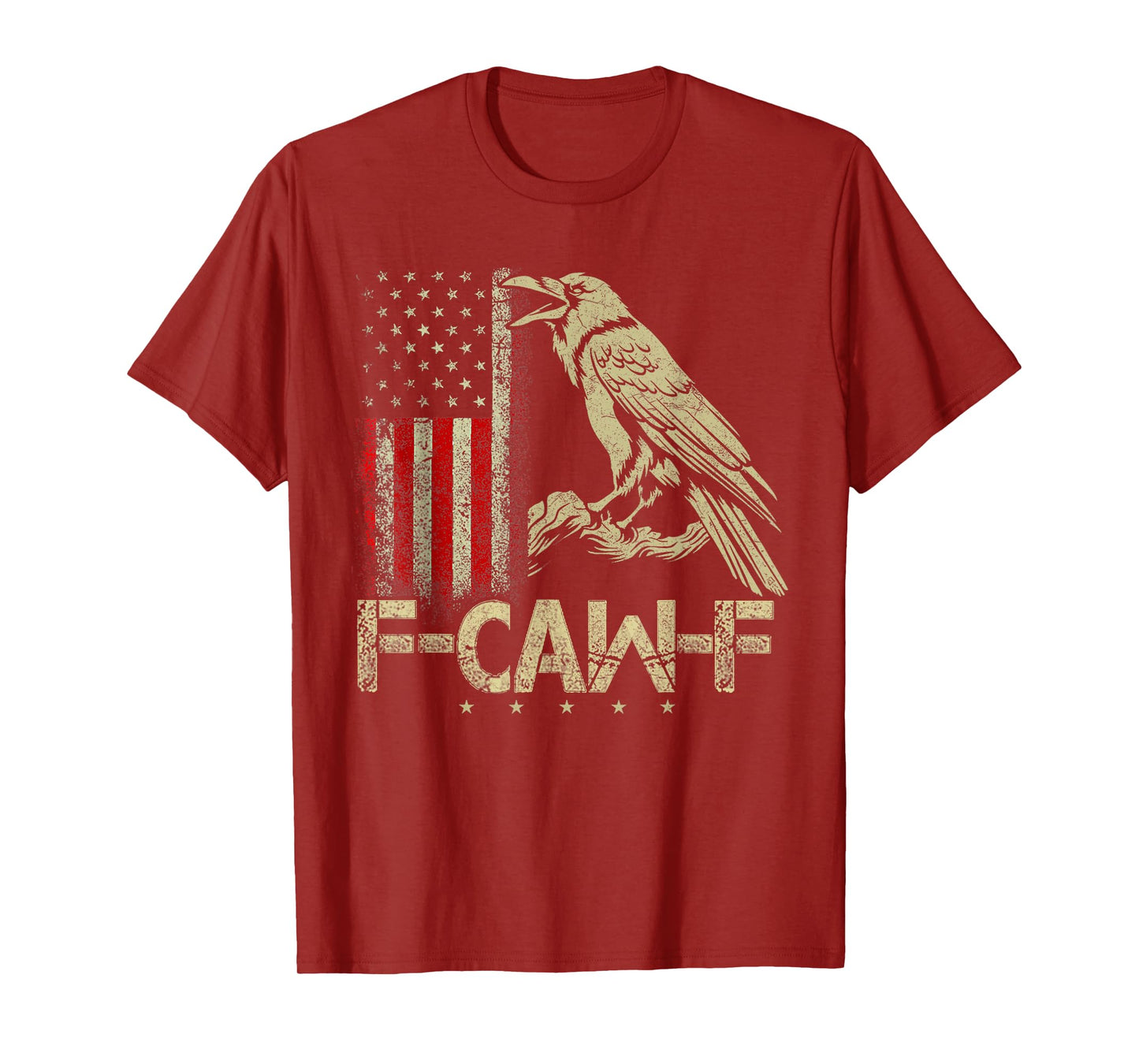 F-Caw-F Black Crow Black Bird, Vintage USA Flag F-Caw-F Crow T-Shirt