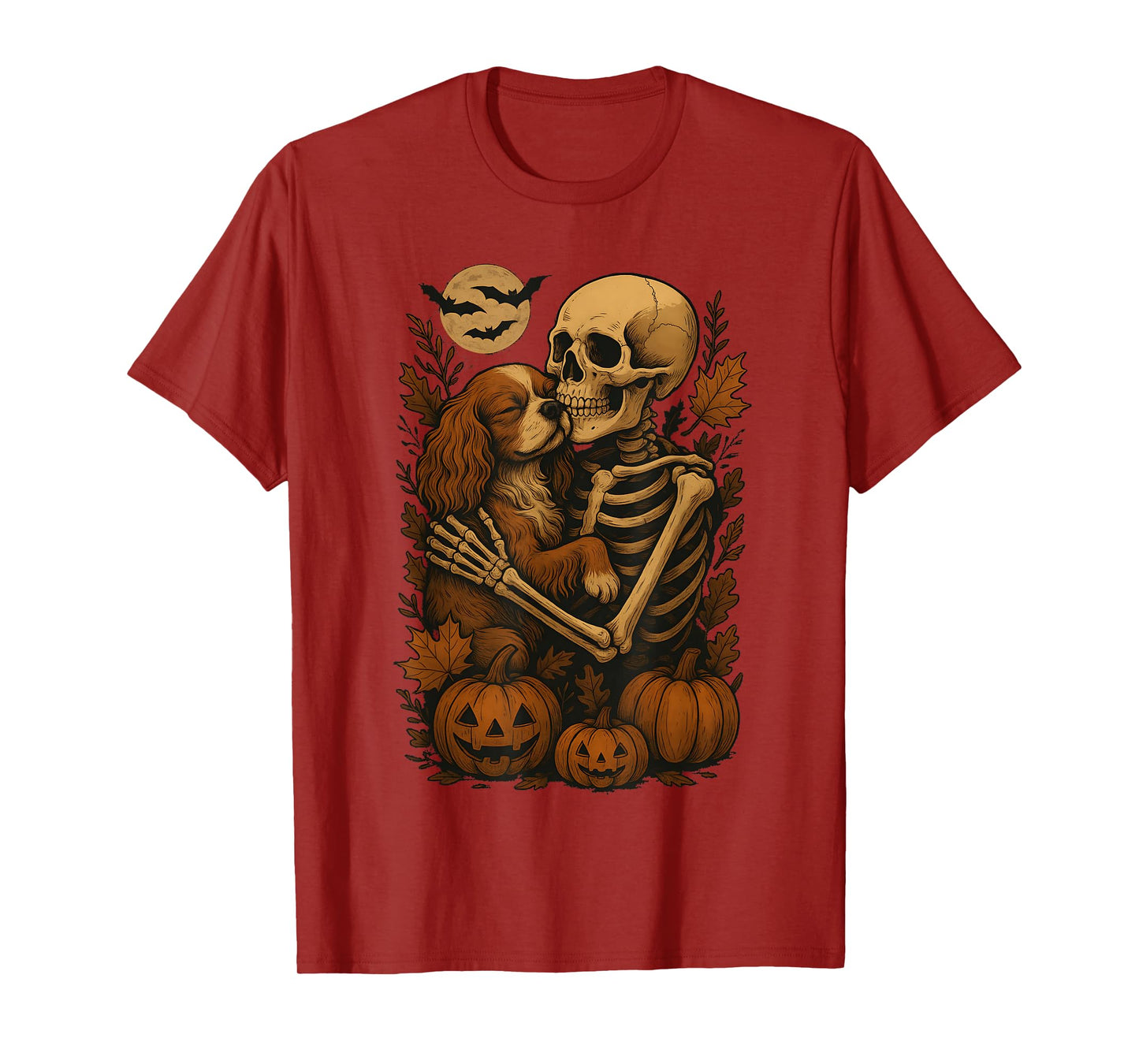 Skeleton Hugging Cavalier King Charles Spaniel T-Shirt